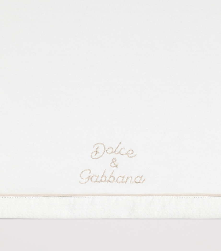 Dolce&Gabbana Kids Cotton-Linen Embroidered Blanket White Image 3