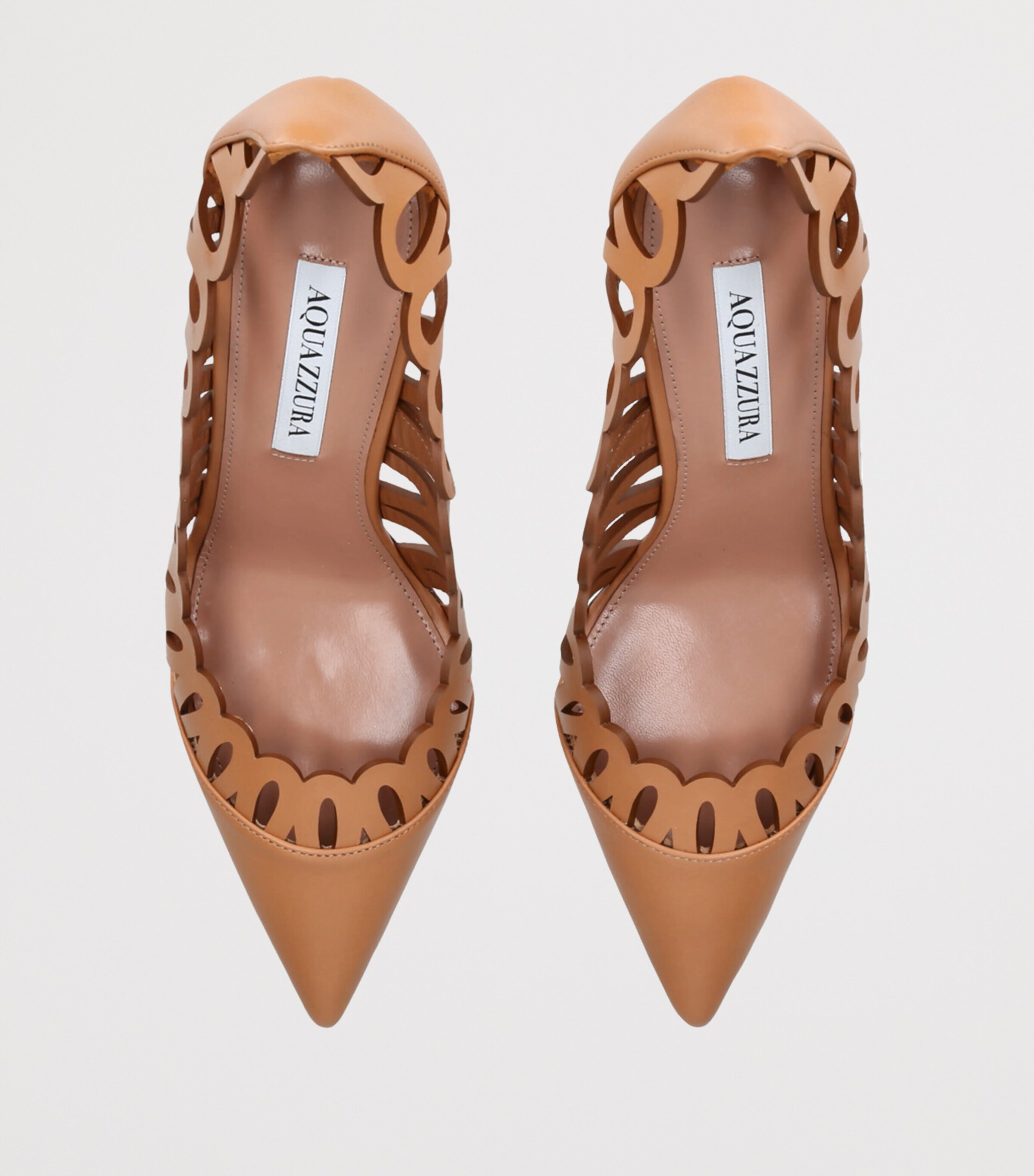 Aquazzura Leather Peep Pumps 85 Brown Image 4