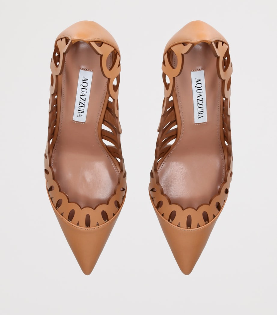 Leather Peep Pumps 85 BROWN Image 4