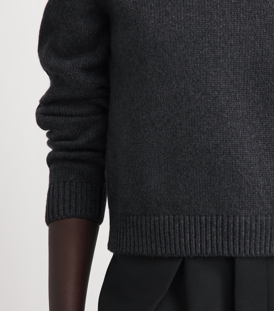 Khaite Womens Cashmere Crew-Neck Leta Sweater Charcoal Image 3
