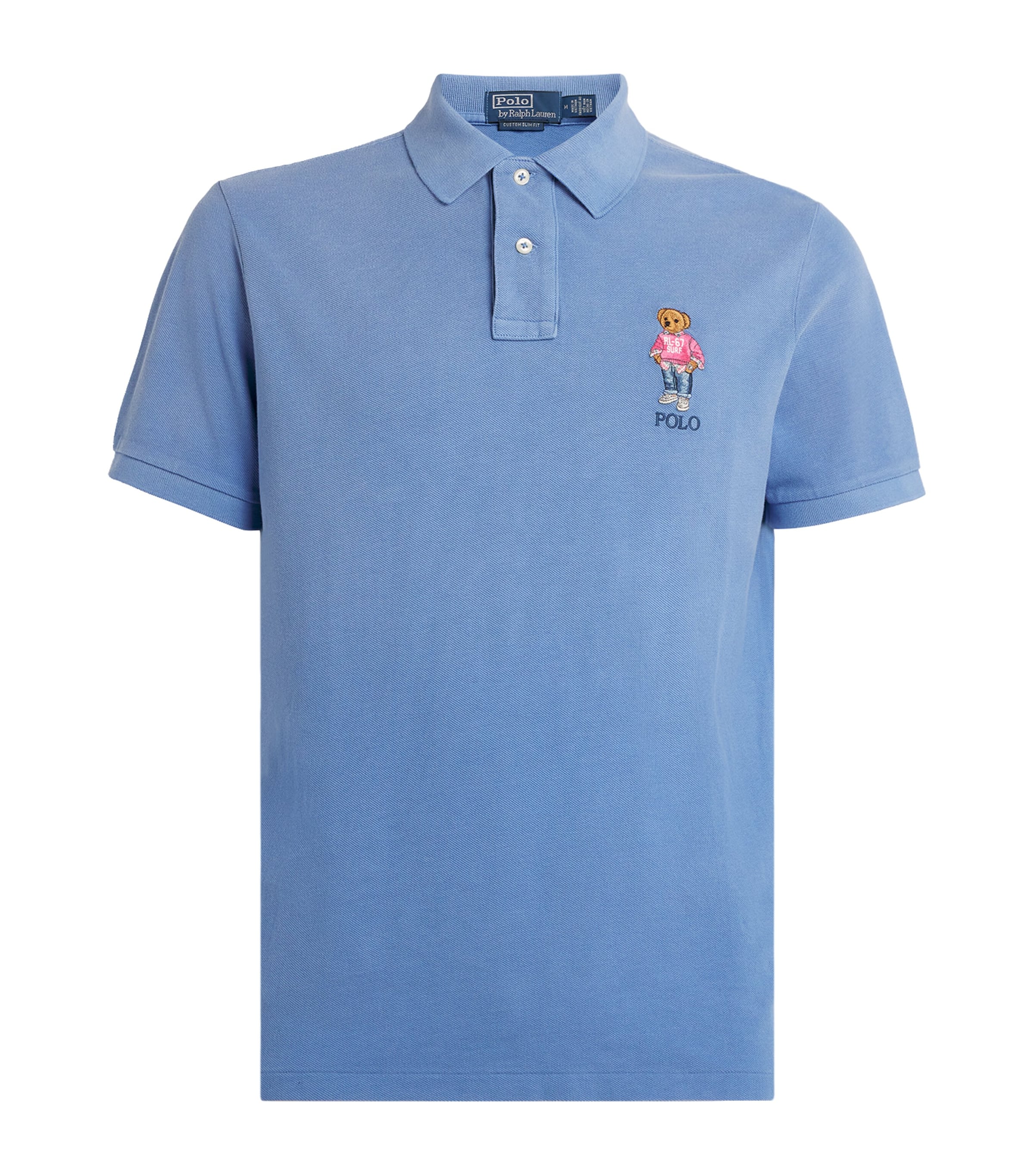 Polo Ralph Lauren Blue Polo Shirt With Classic Collar And Polo Bear Embroidery On The Front