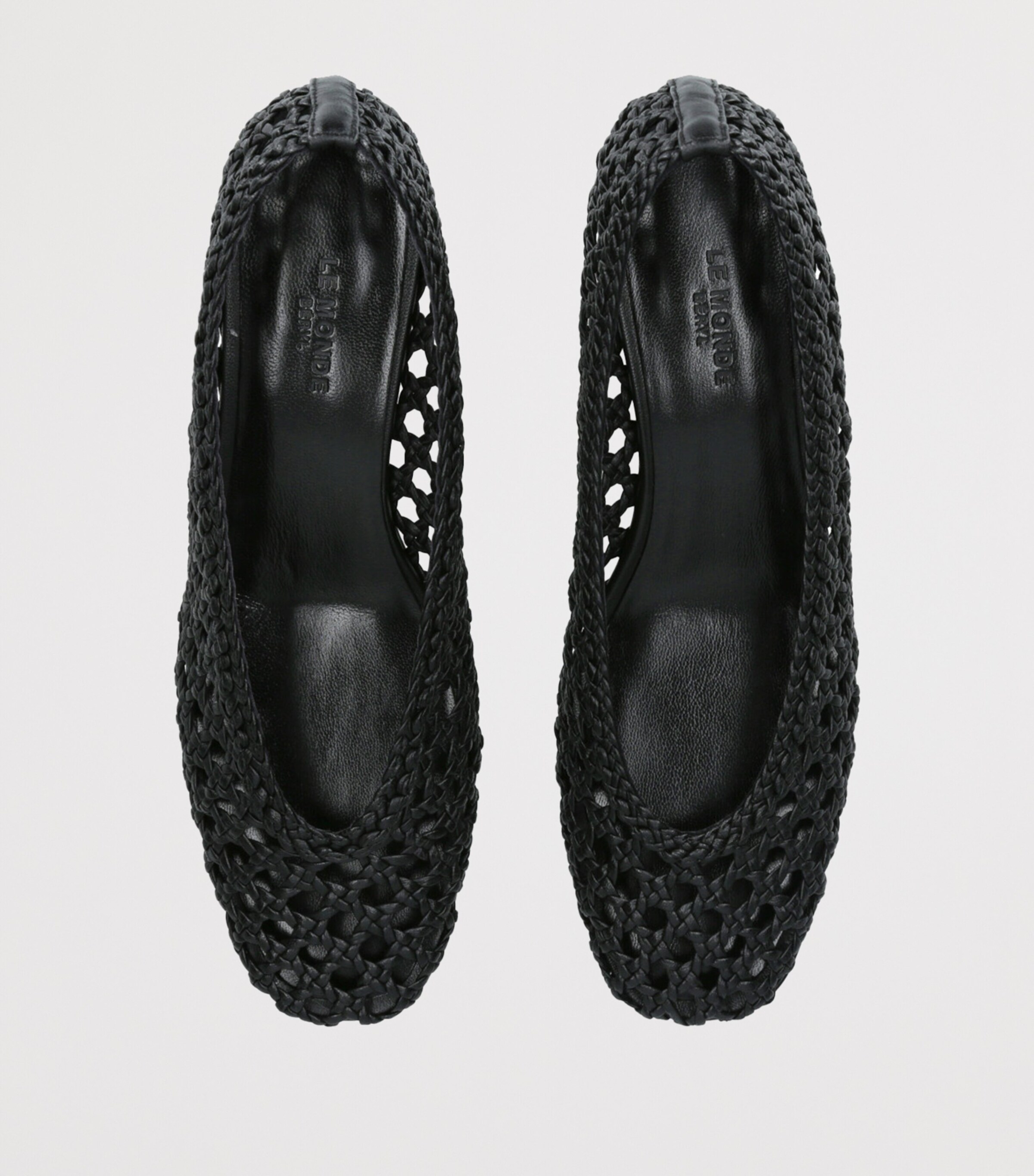 Leather Woven Pumps 40 BLACK Image 4