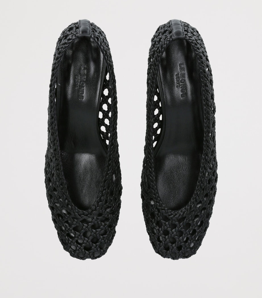 Leather Woven Pumps 40 BLACK Image 4