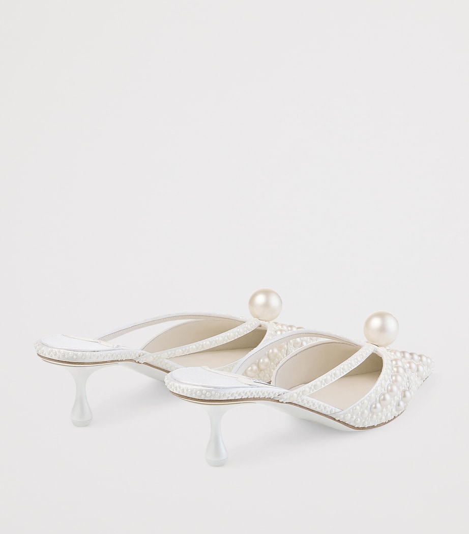 Sana 50 Satin Embellished Mules WHITE/WHITE Image 4
