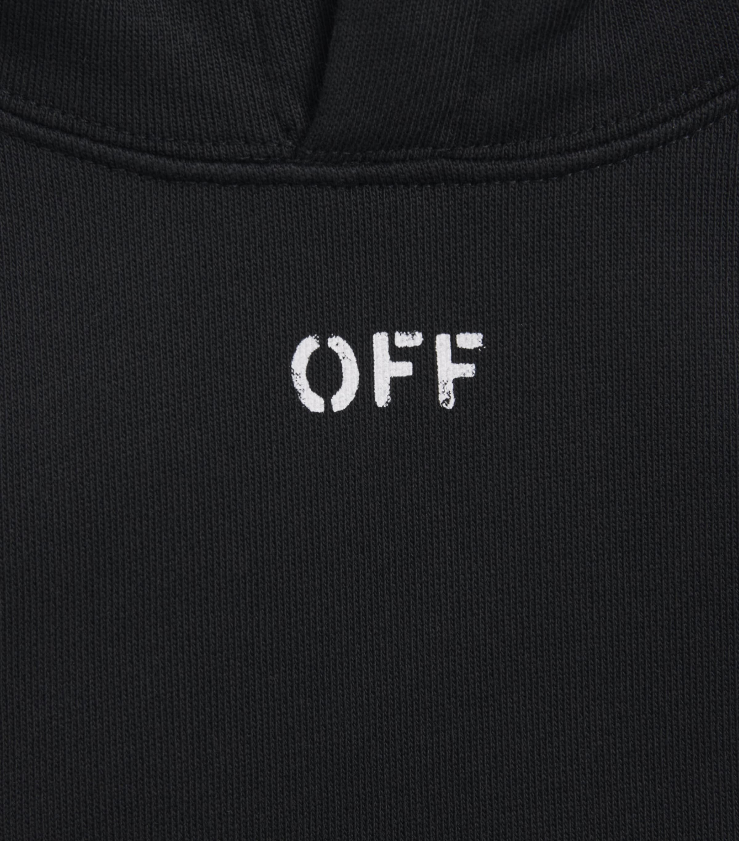 Off-White Kids Diagonal Print Hoodie (4-12+ Years) Black Image 3