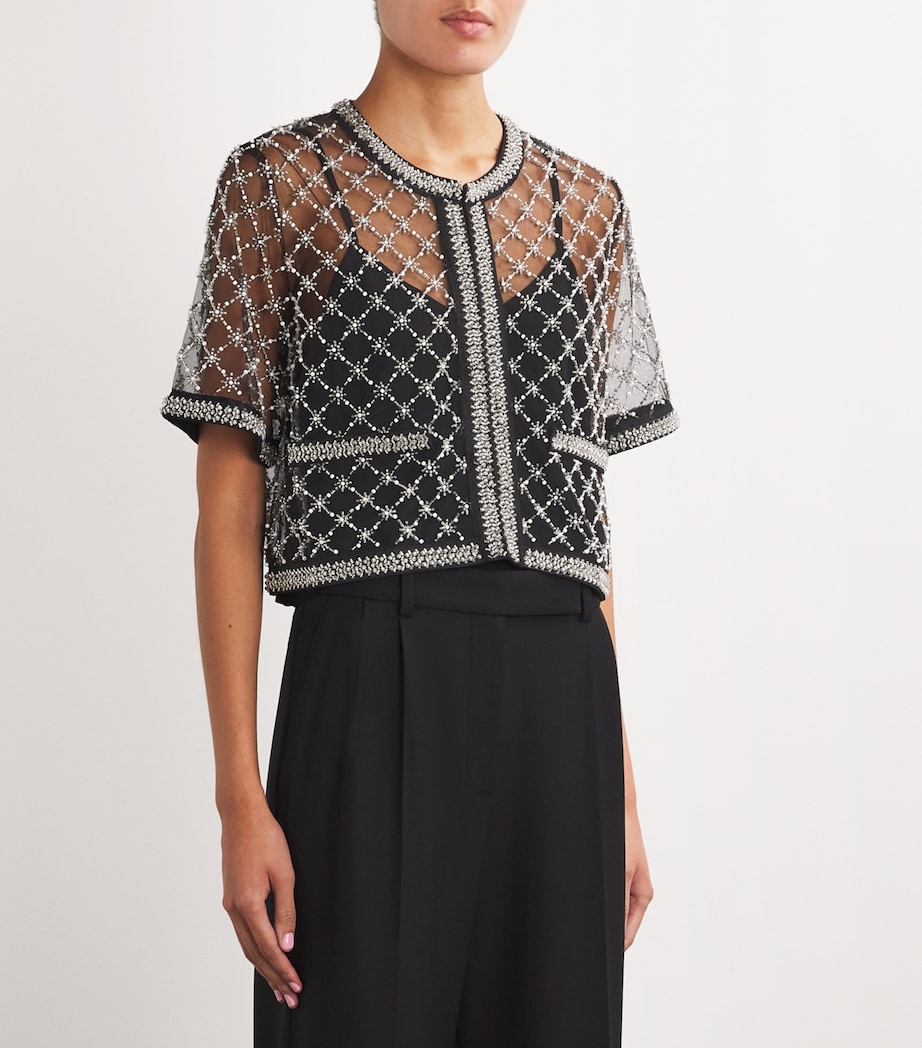 Mesh Beaded Top BLACK Image 3