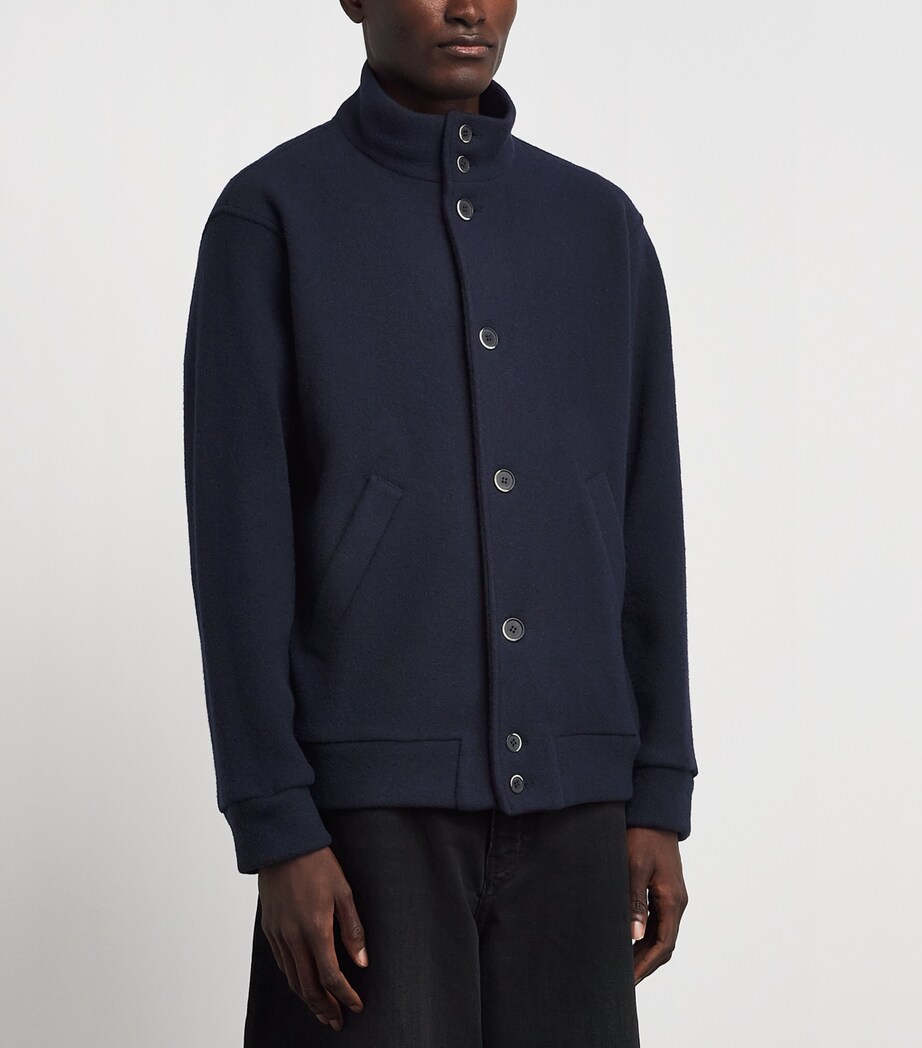 Barena Mens Wool-Blend Windbreaker Jacket Navy Image 4