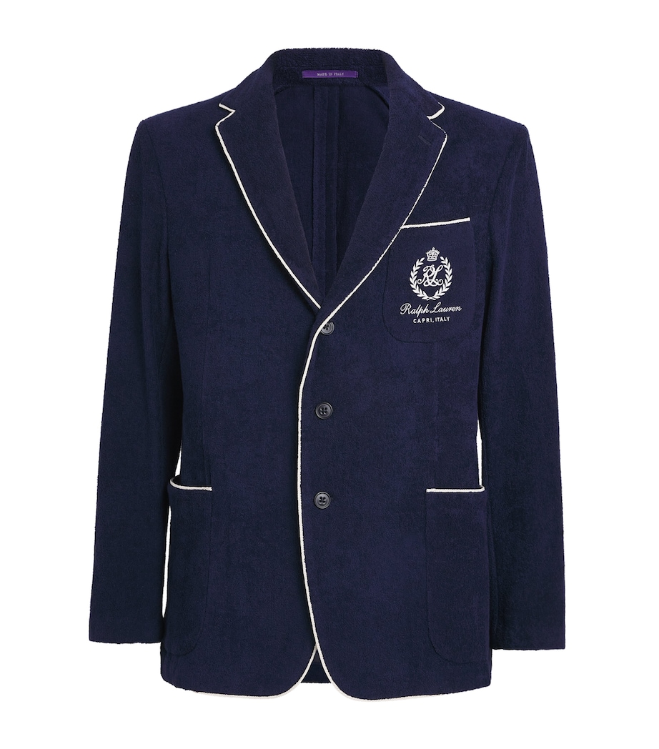 Ralph Lauren Purple Label Mens Cotton Crest Blazer Classic Chairman Nav Image 1