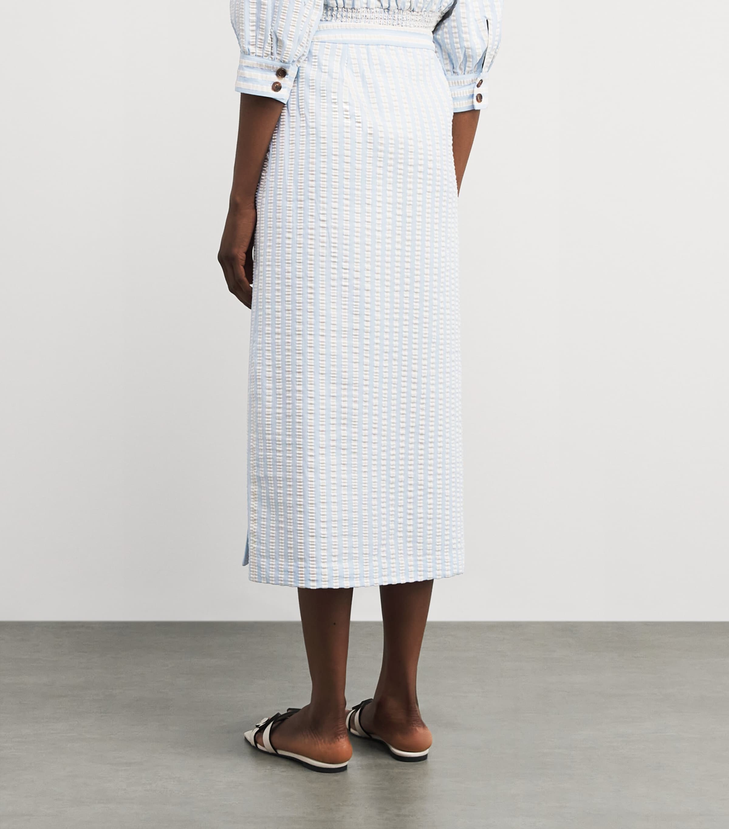 Stripe Monty Midi Wrap Skirt HYDRANGEA BLUE STP Image 4