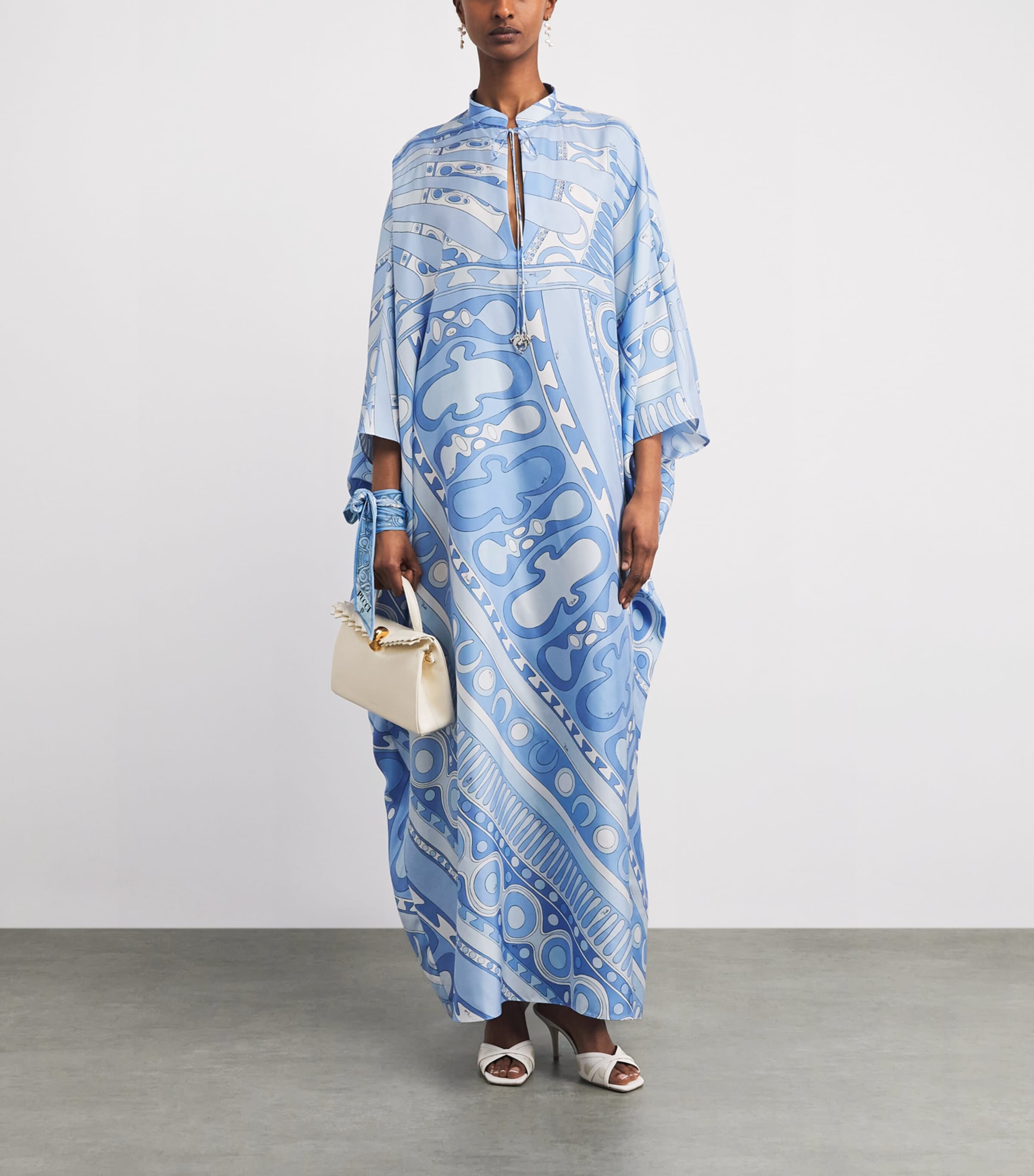 PUCCI Womens Silk Orchidee Kaftan Maxi Dress Pale Image 2