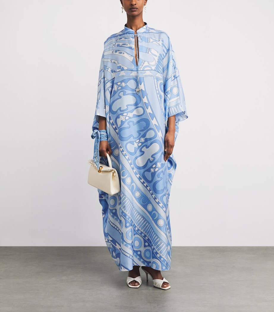 PUCCI Womens Silk Orchidee Kaftan Maxi Dress Pale Image 2