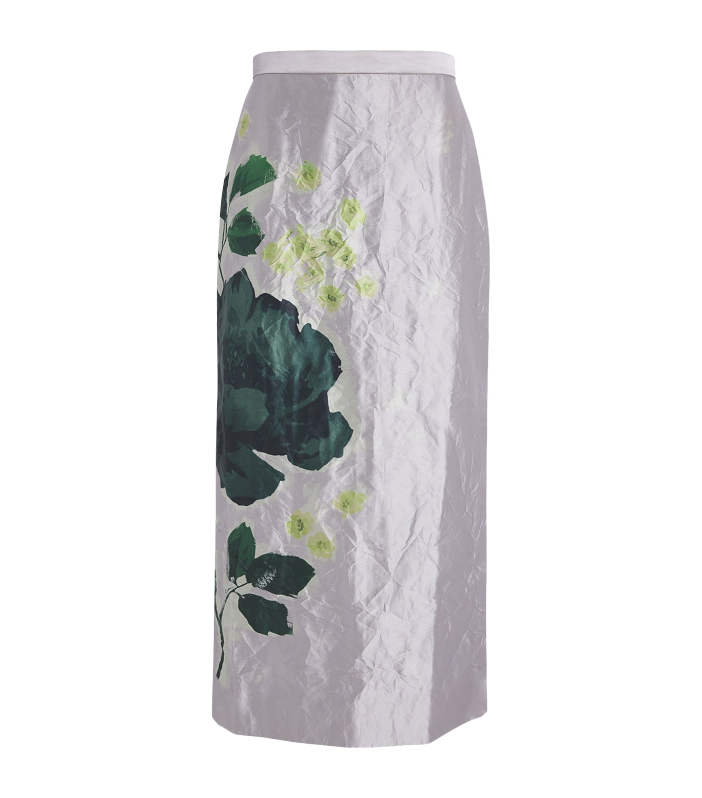ERDEM SATIN FLORAL PENCIL SKIRT