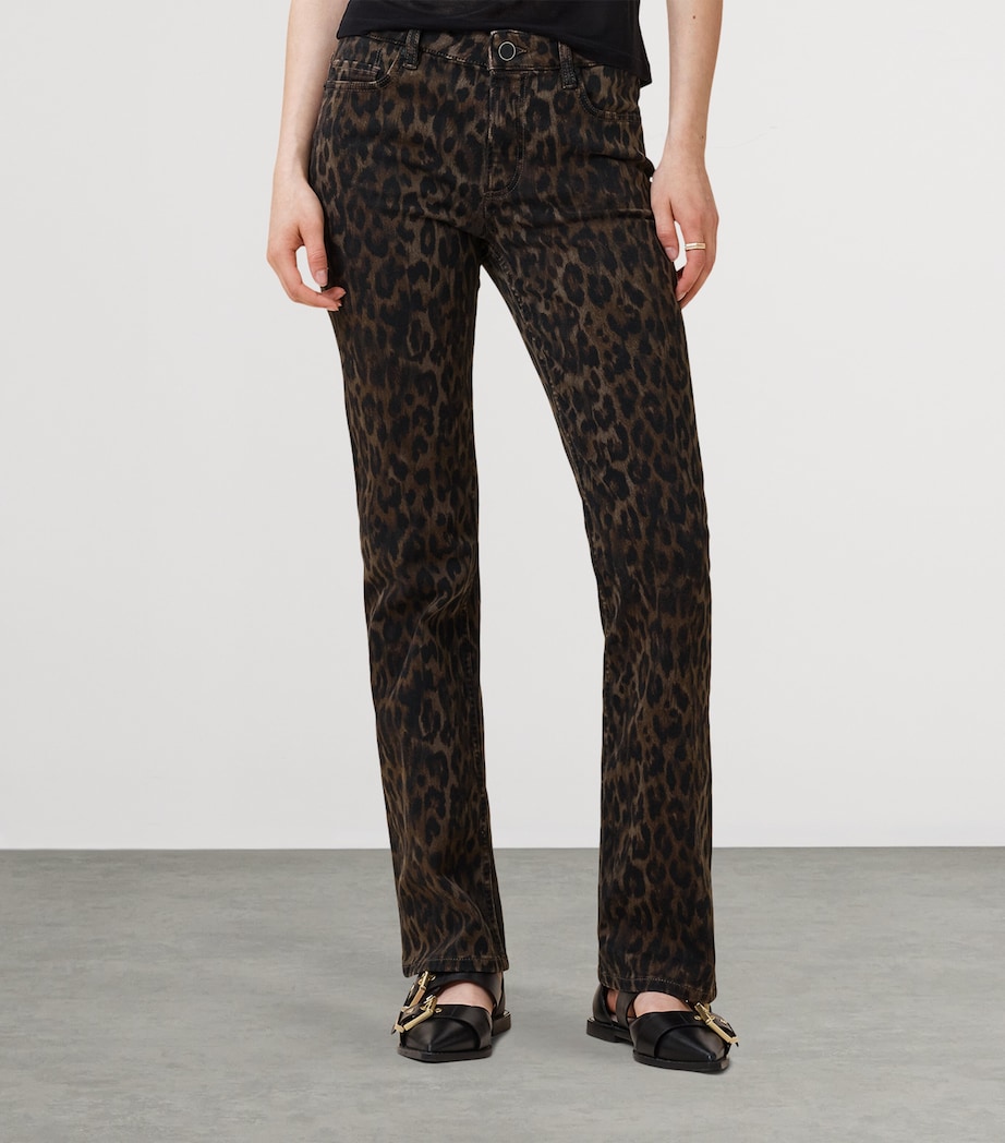 Leopard Print Haldan Slim Bootcut Jeans LEPPO BROWN Image 5