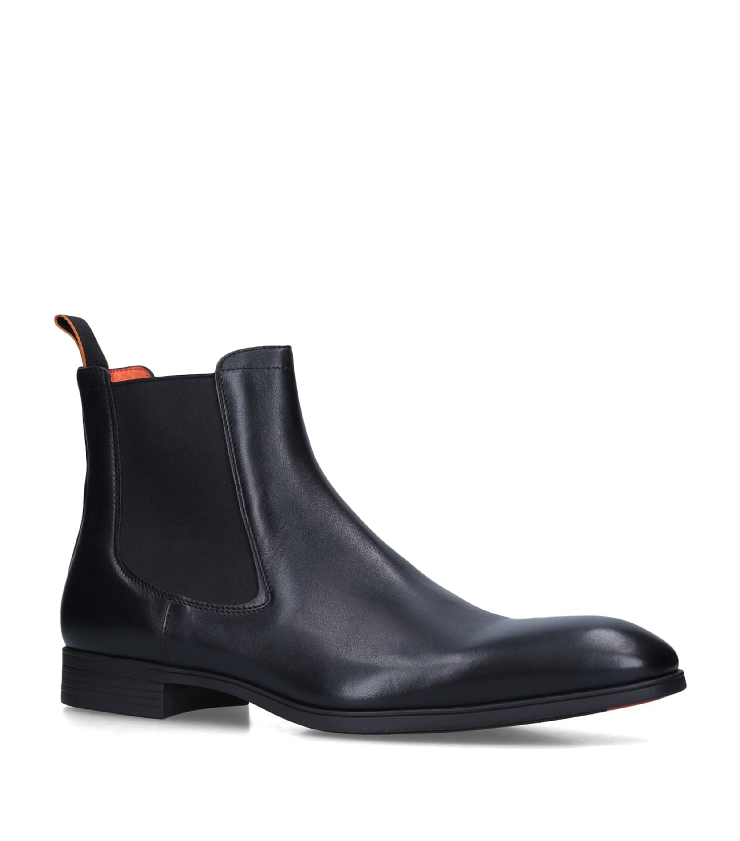 Shop Santoni Leather Simon Chelsea Boots In Black