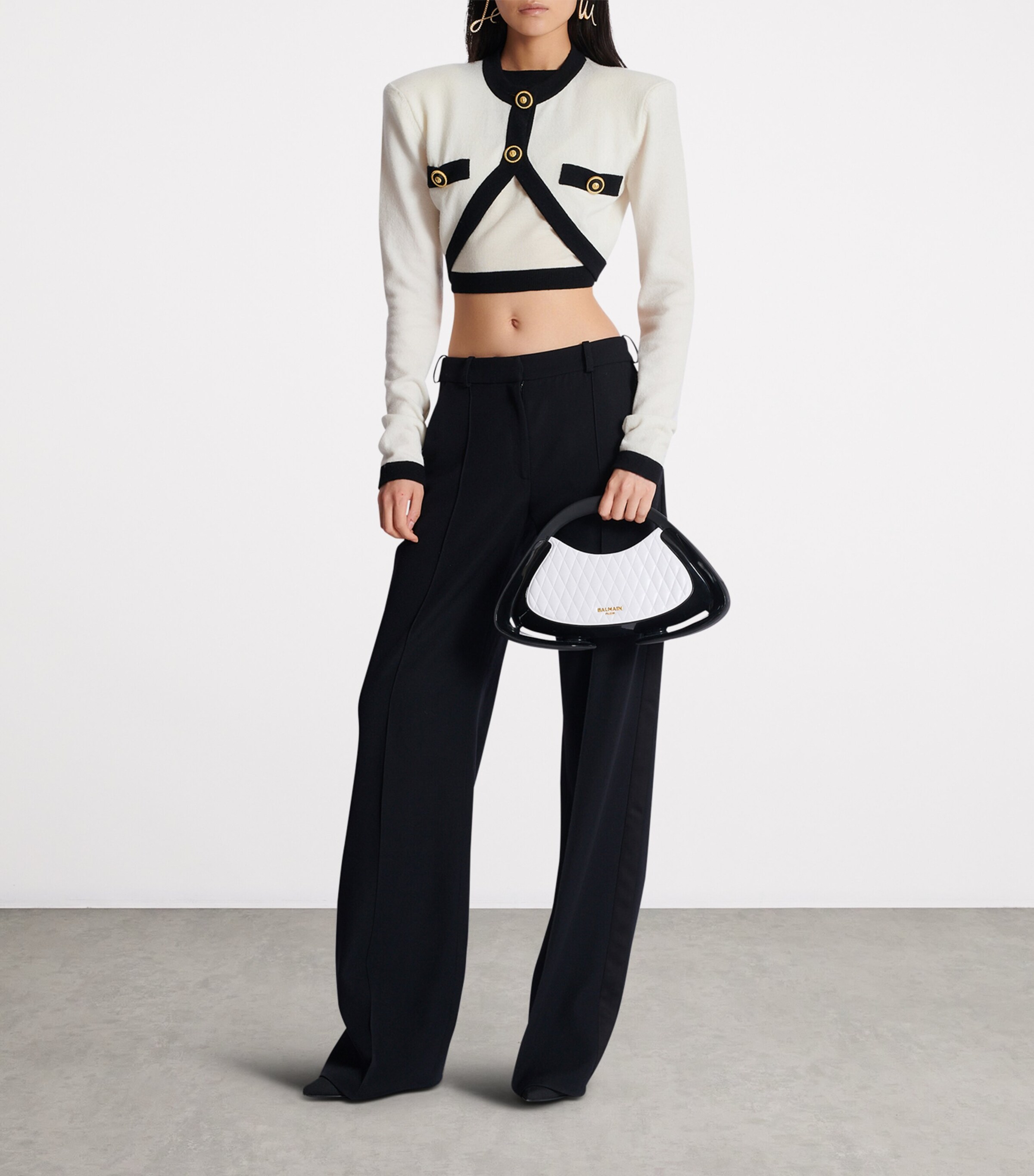 Wool-Cashmere Cropped Cardigan GAU NATUREL/NOIR Image 5