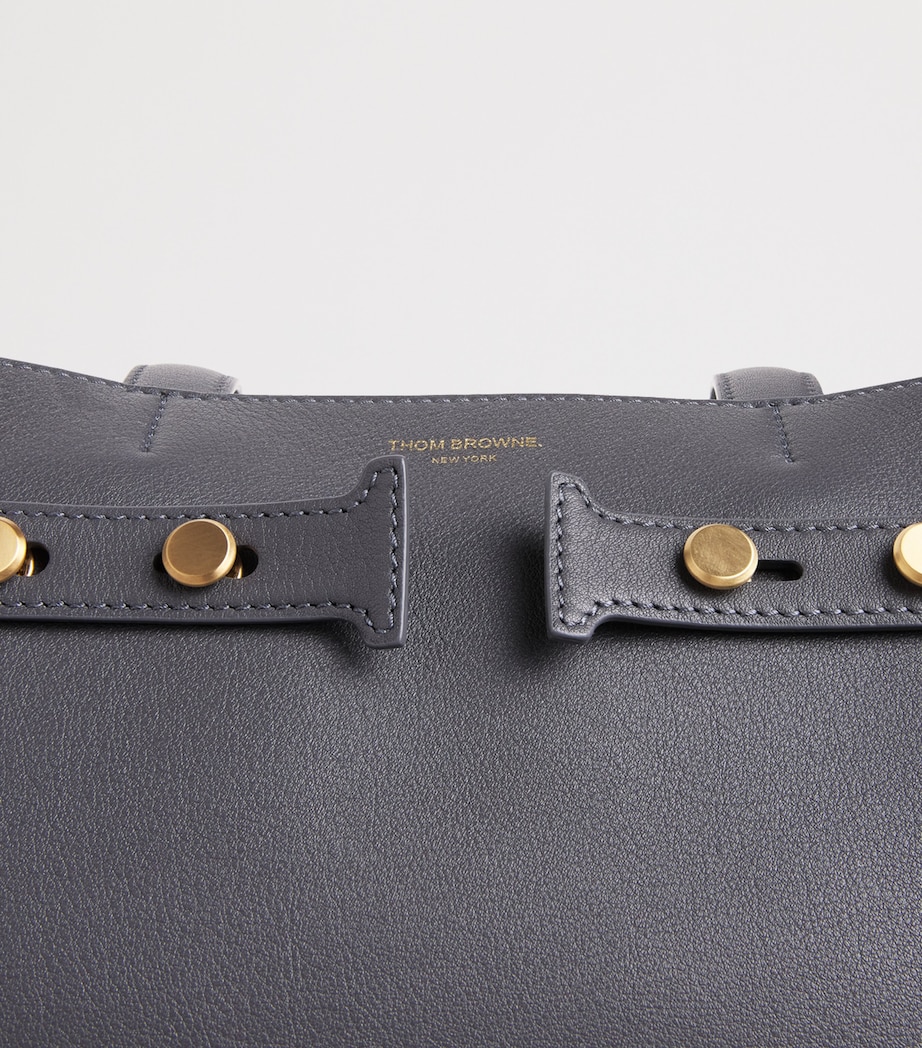 Thom Browne Leather Cabas Tote Bag Dark Grey Image 6