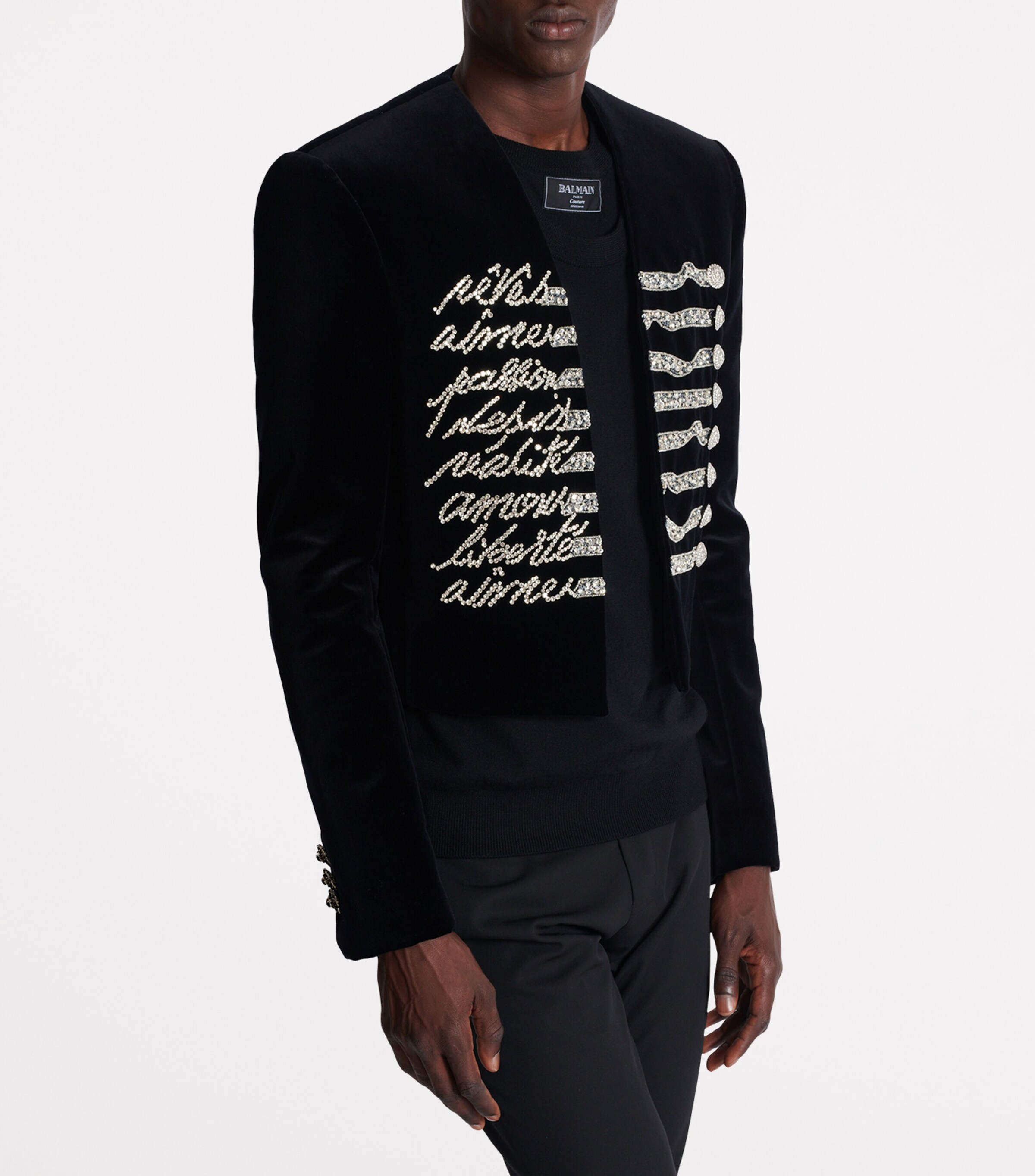 Velvet Embroidered Cropped Jacket EAW NOIR/CRISTAL Image 7