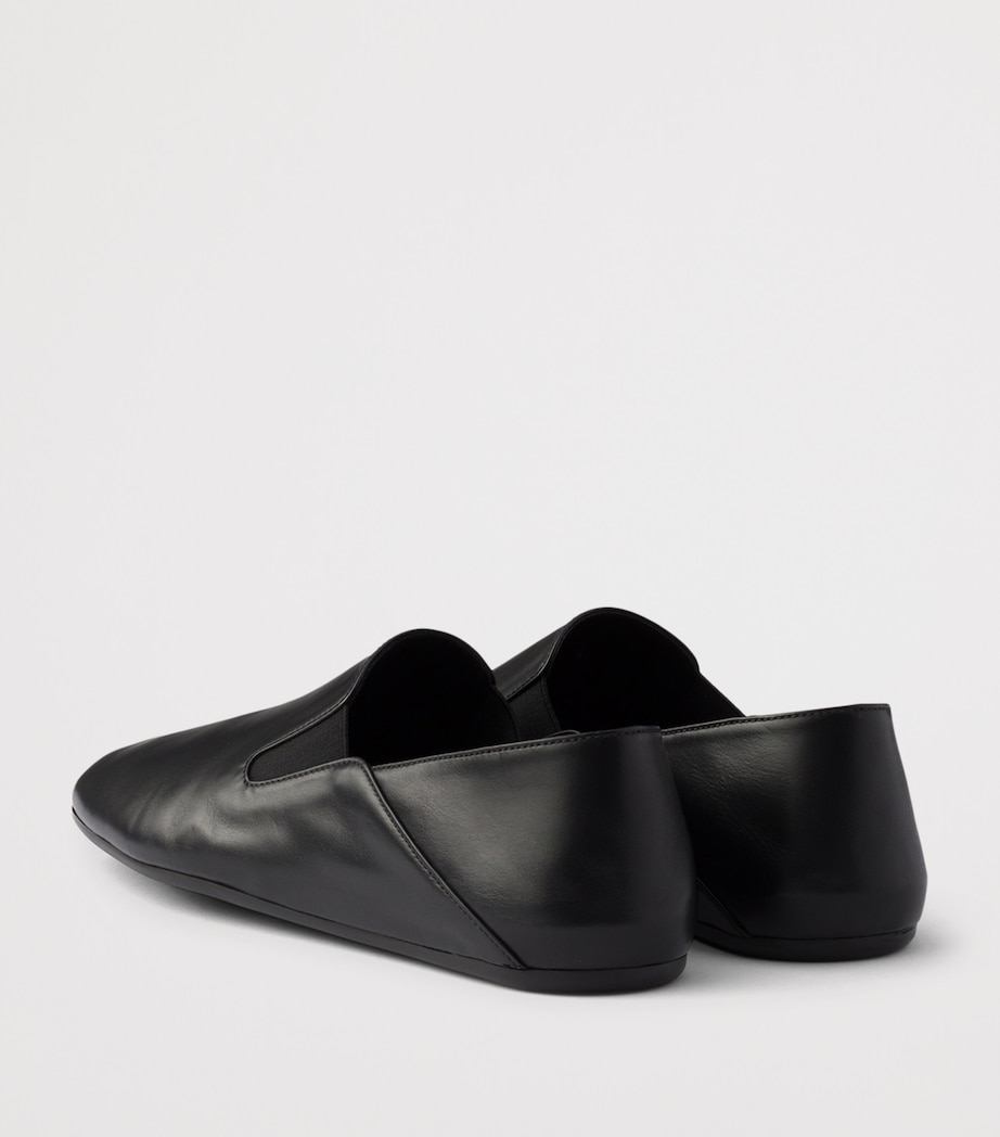 Prada Leather Logo Loafers Black Image 5