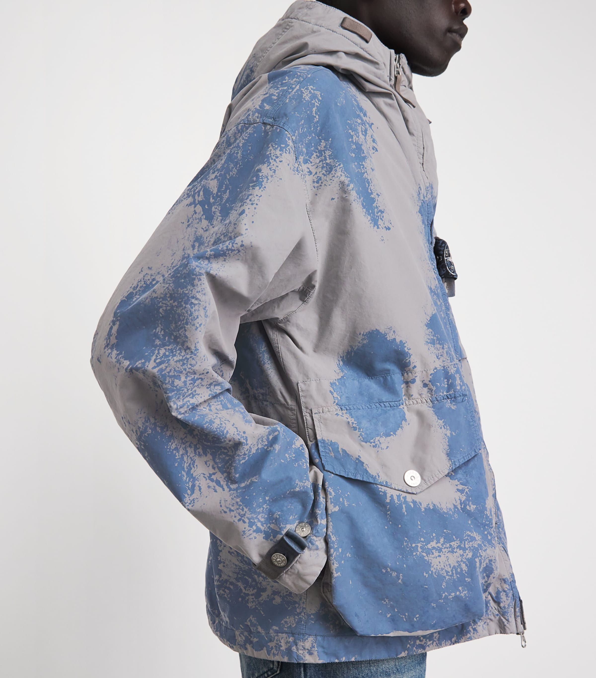 Stone Island Mens Short Hand-Painted Parka Jacket Image 3