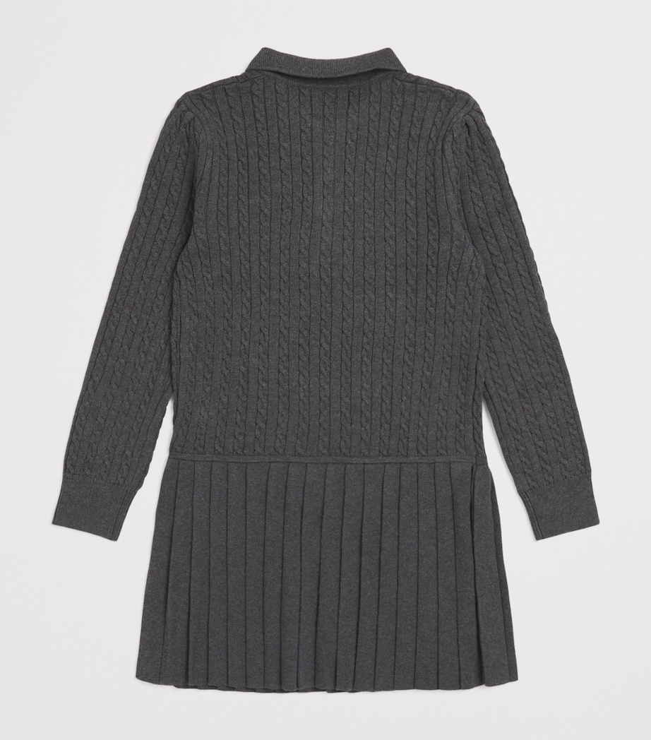 Cable Knit Polo Dress (7-14 Years) GREY HTR Image 2