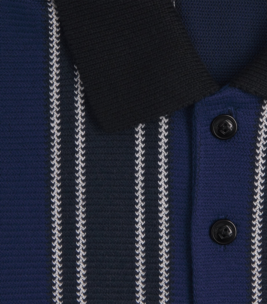 Junya Watanabe MAN Mens Stripe Short-Sleeve Polo Shirt Nvy/blu/wht Image 6