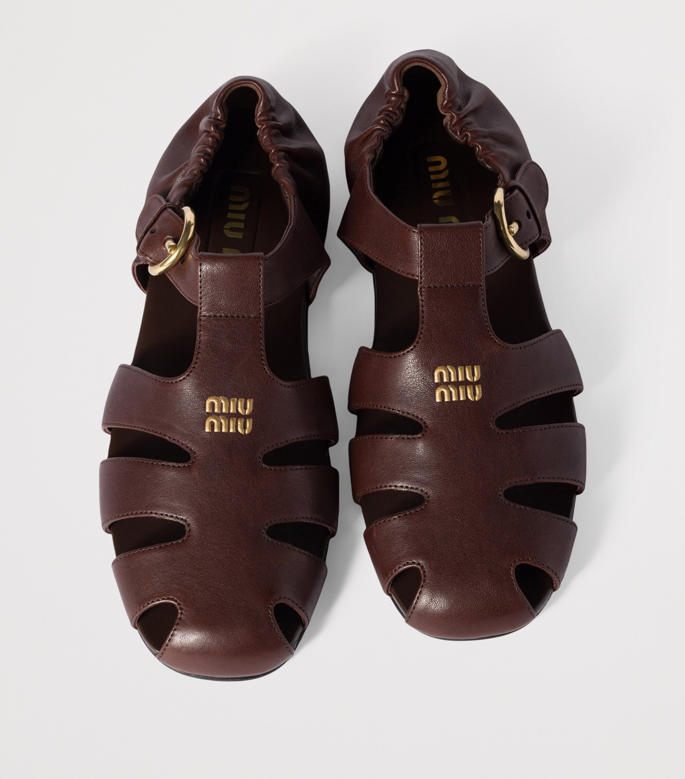 Miu Miu Nappa Leather Fisherman Sandals Brown Image 3