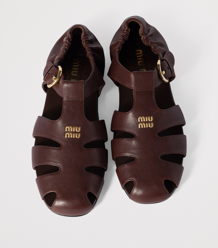 Miu Miu Nappa Leather Fisherman Sandals Brown Image 3