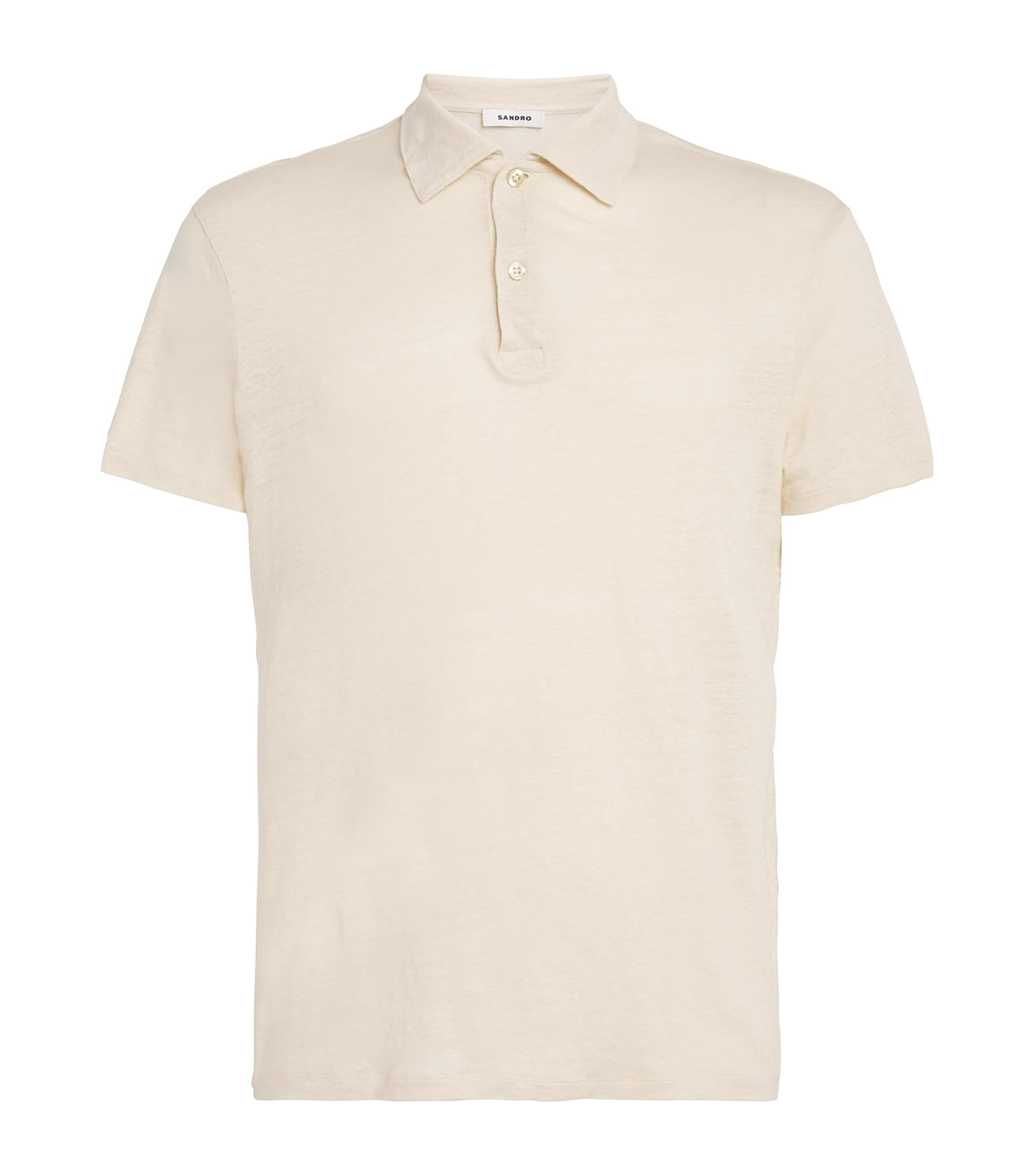 Sandro Linen Polo Shirt In Beige