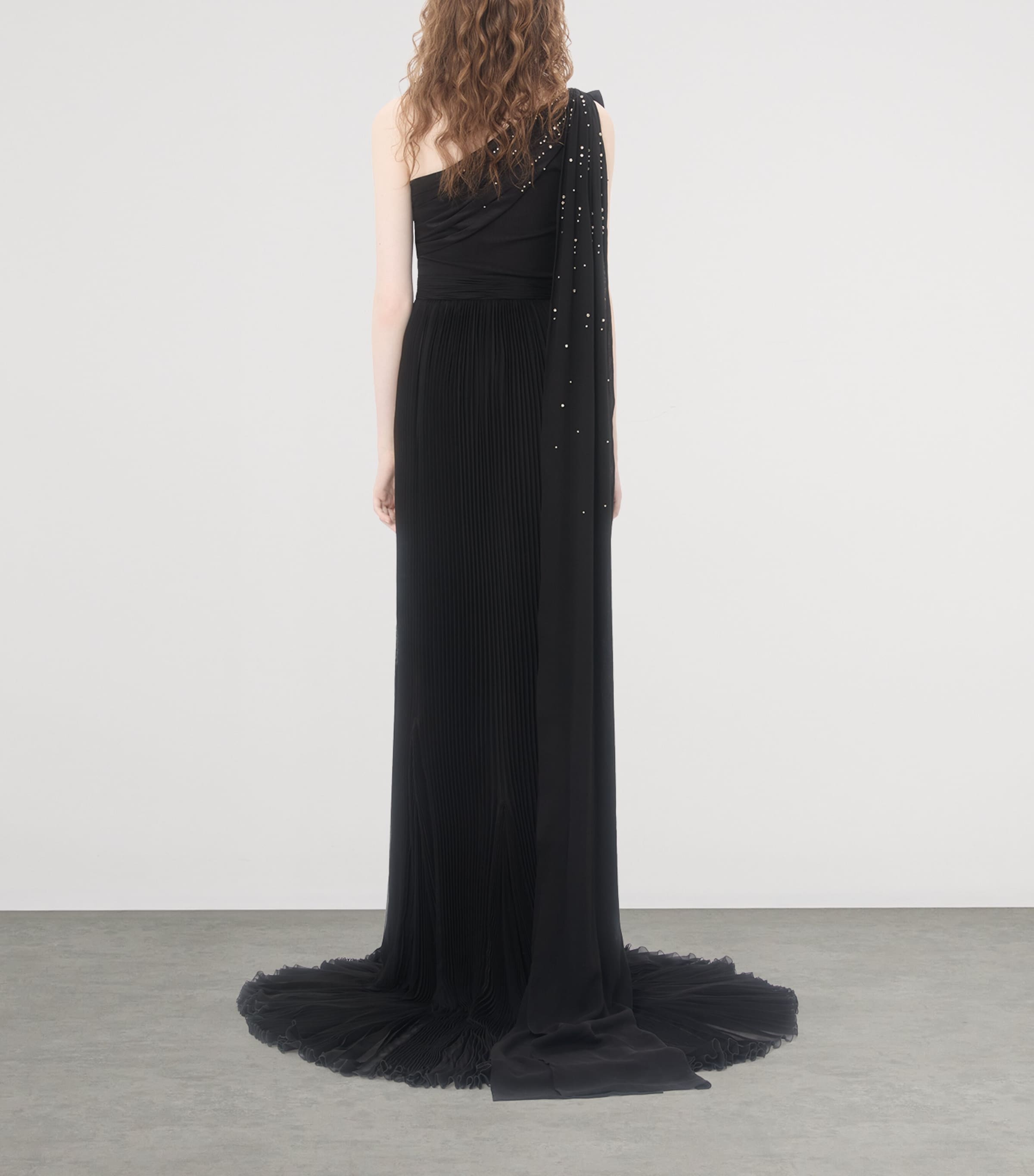 Valentino Womens Silk Pleated Gown Nud Image 4