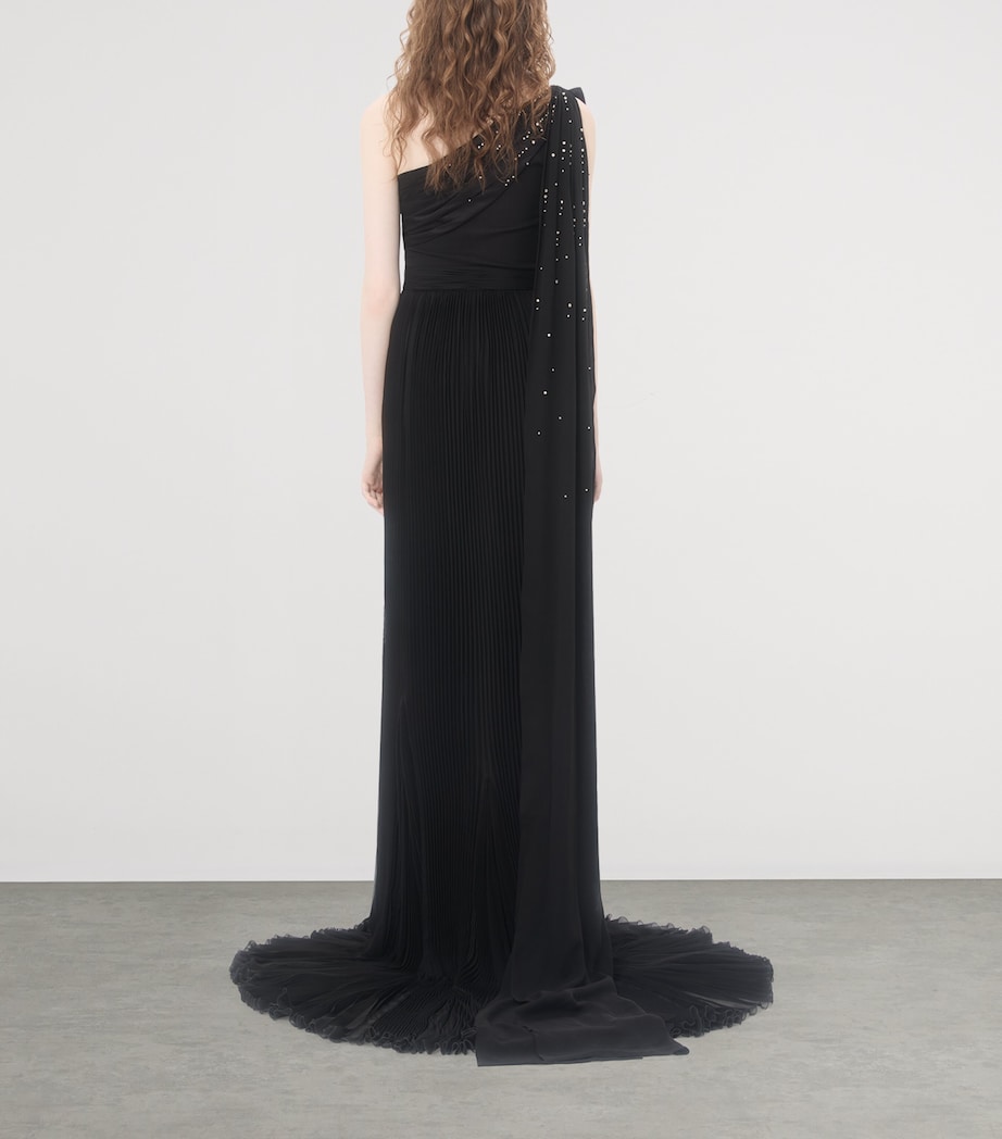 Valentino Womens Silk Pleated Gown Nud Image 4