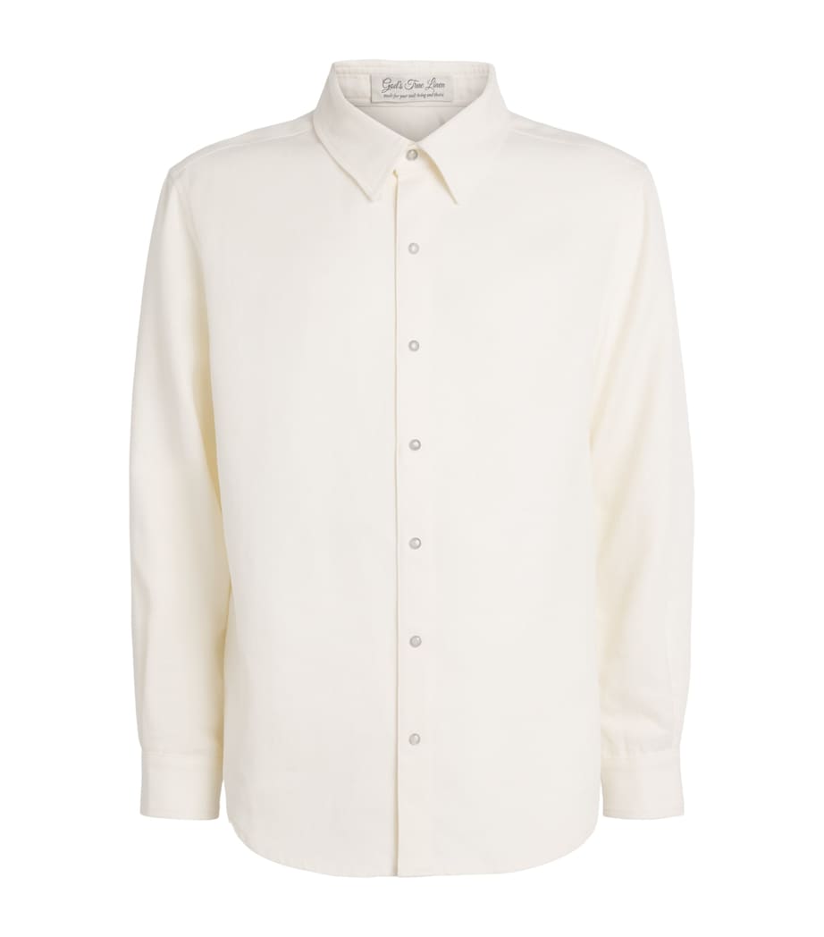 GOD'S TRUE CASHMERE Mens Linen Ivory Shirt Moonstone Image 1