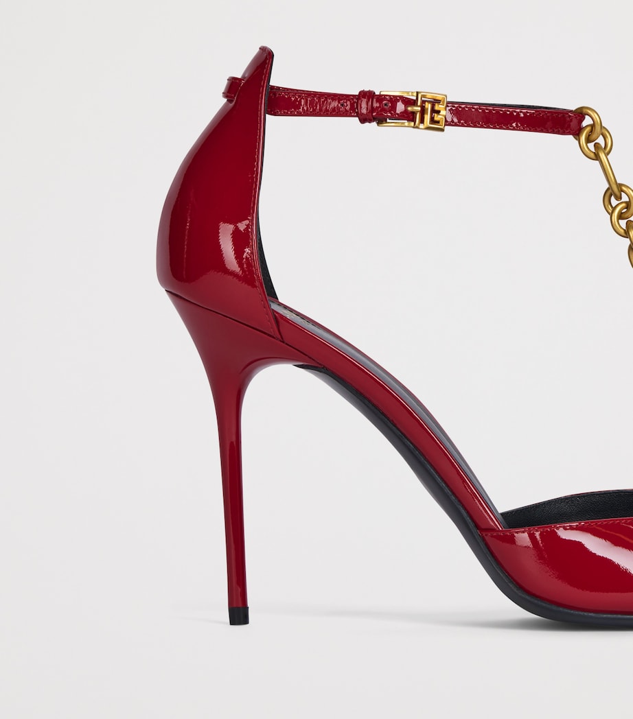 Balmain Patent Leather Sync Heeled Sandals 95 Rouge Image 5