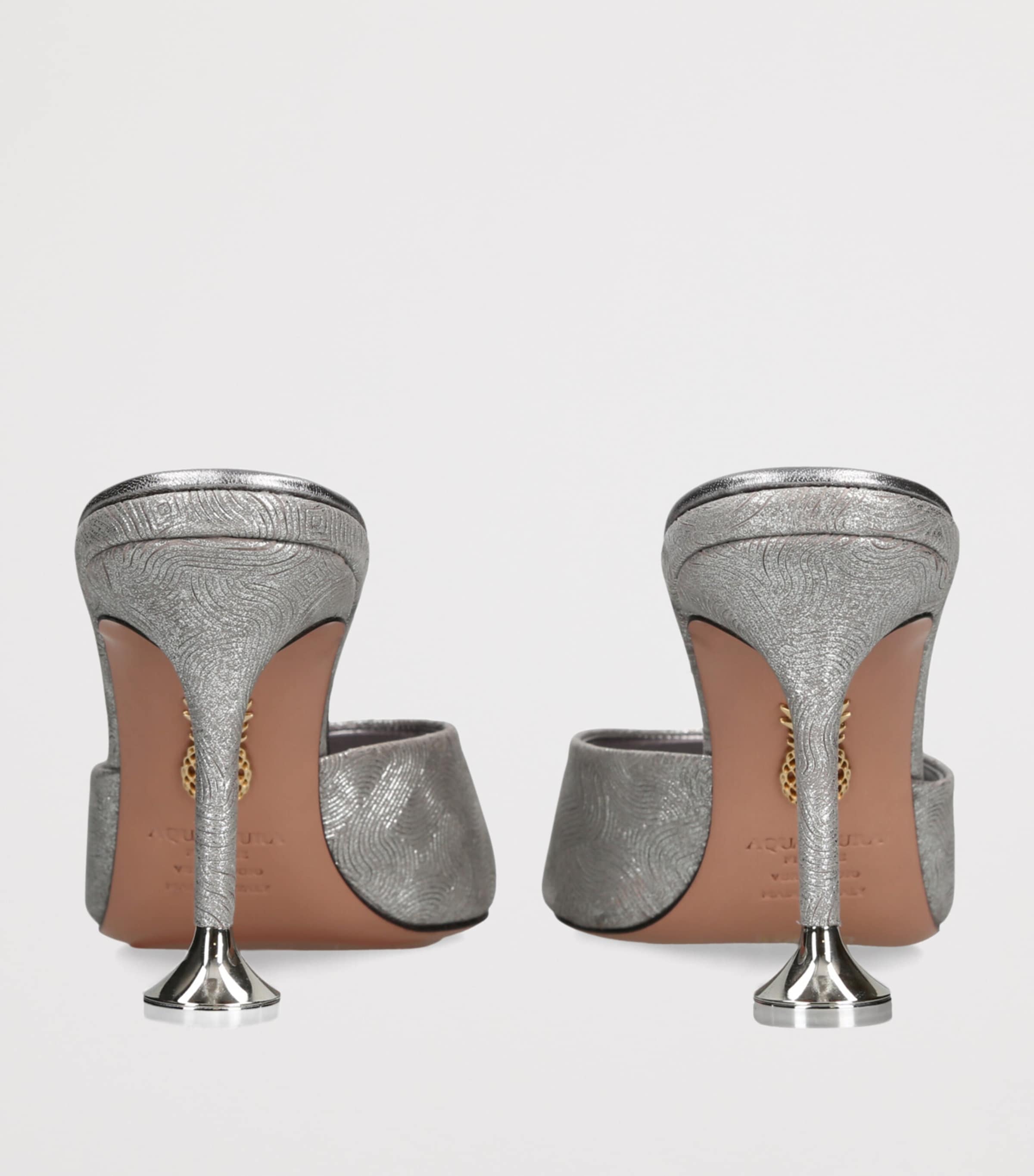 Leather Metallic Bisous Mules 85 SILVER Image 2
