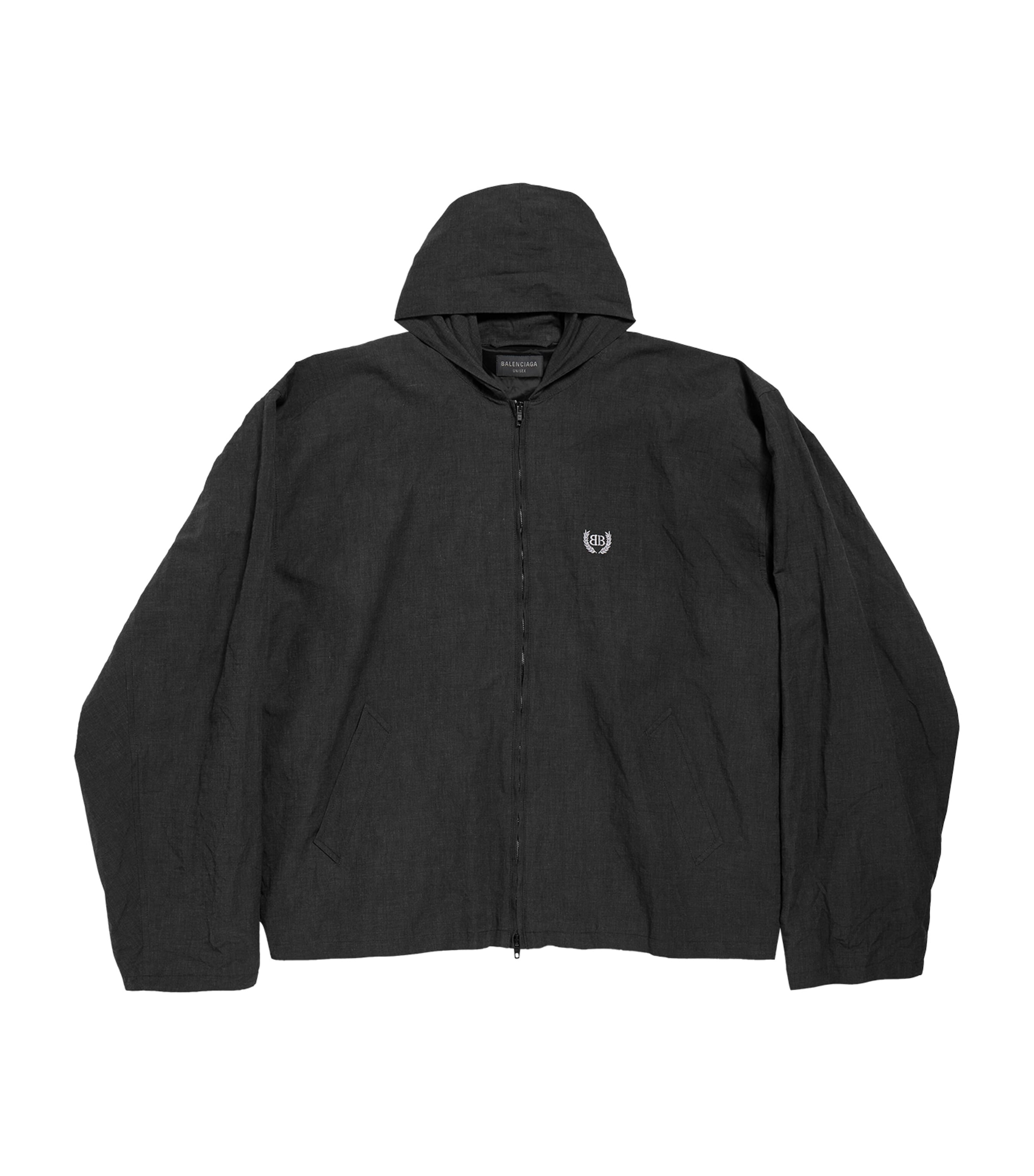 Balenciaga Hooded Zip-up Jacket In Black