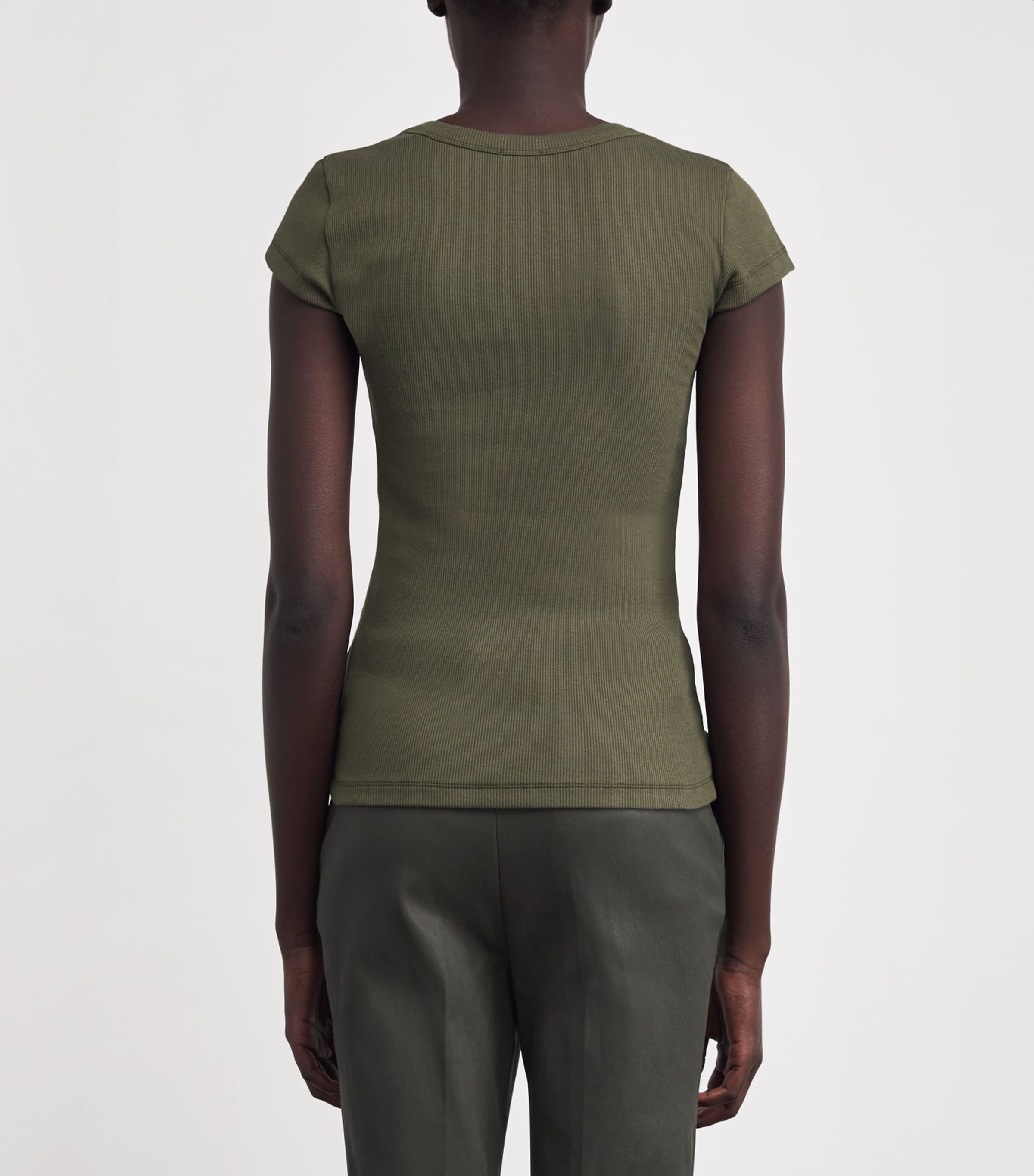 Stretch-Cotton Ribbed Saba Top PALM LEAF Image 4