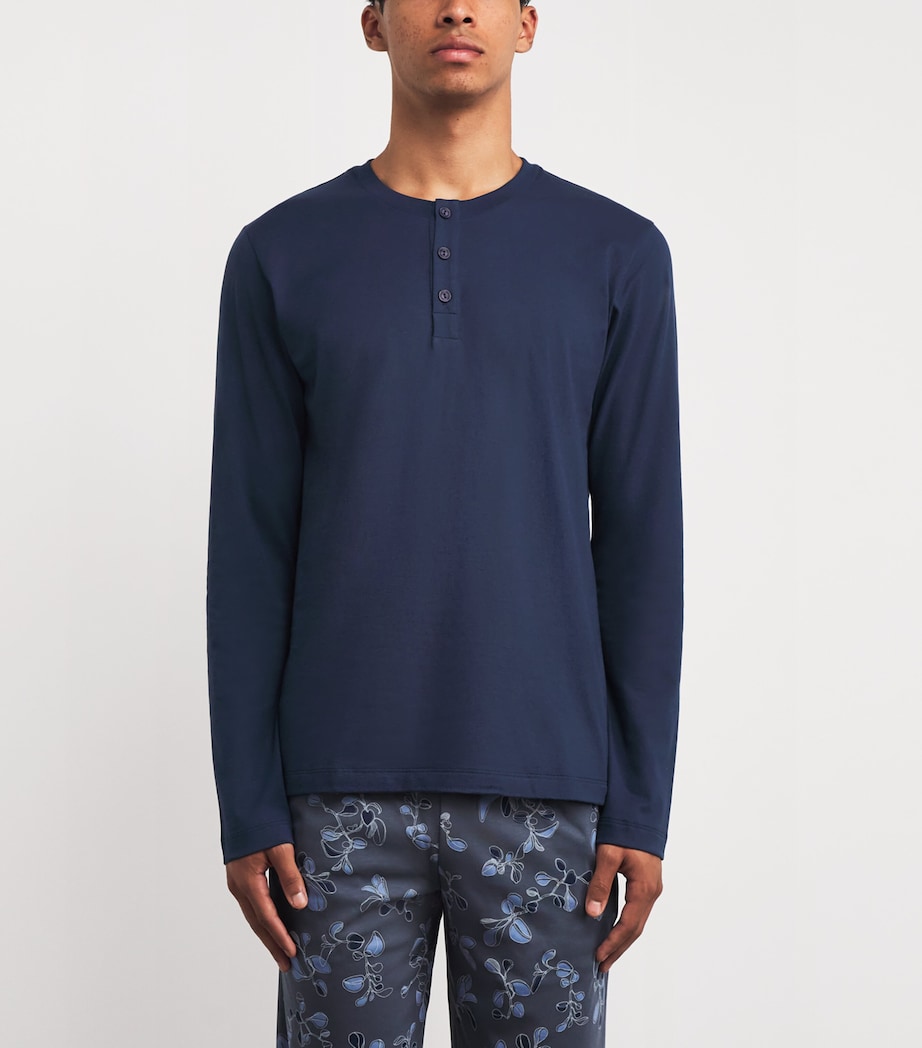 Cotton Night & Day Living Henley Shirt 1610 DEEP NAVY Image 3