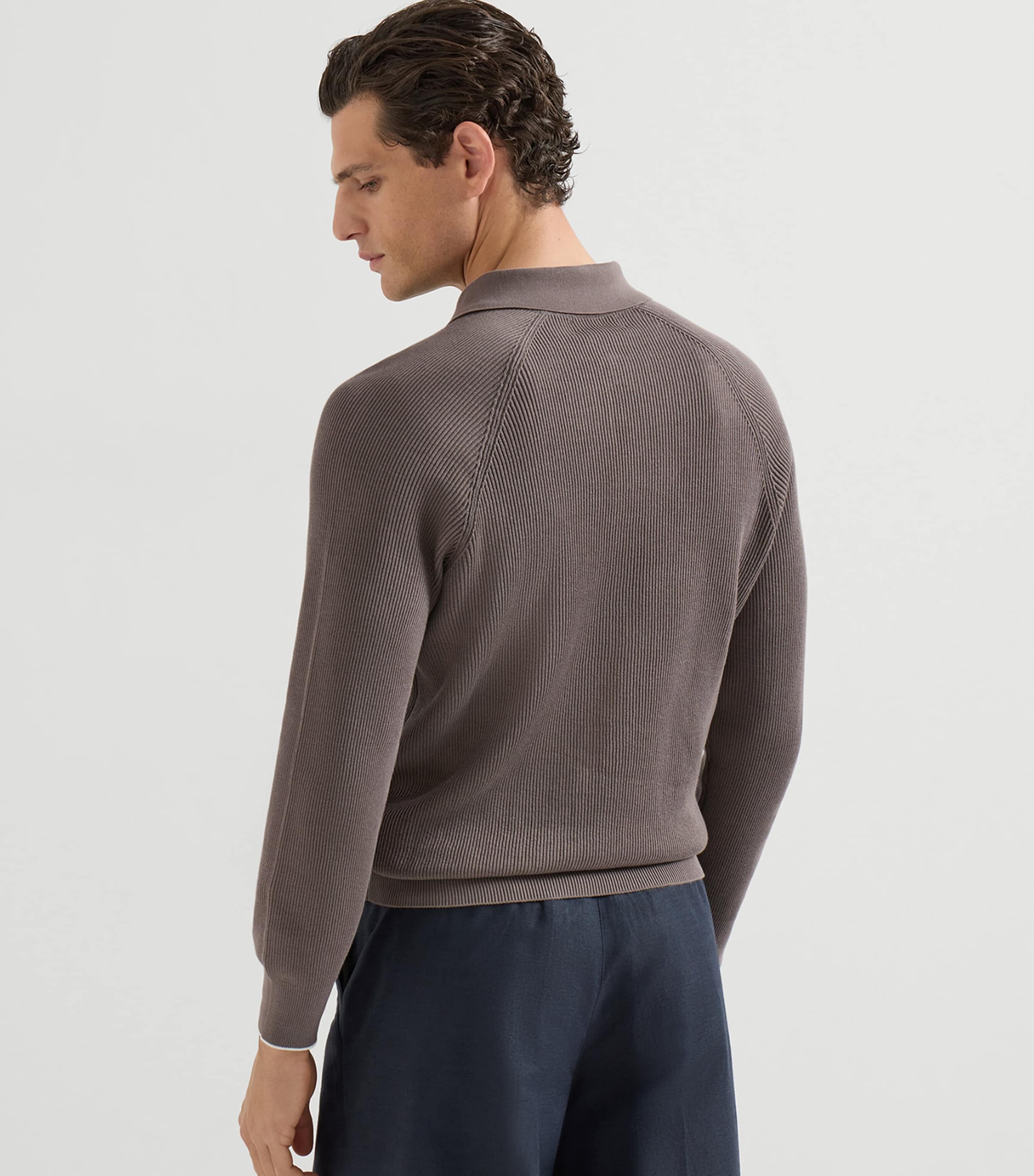 Brunello Cucinelli Mens Cotton Polo Sweater Image 3