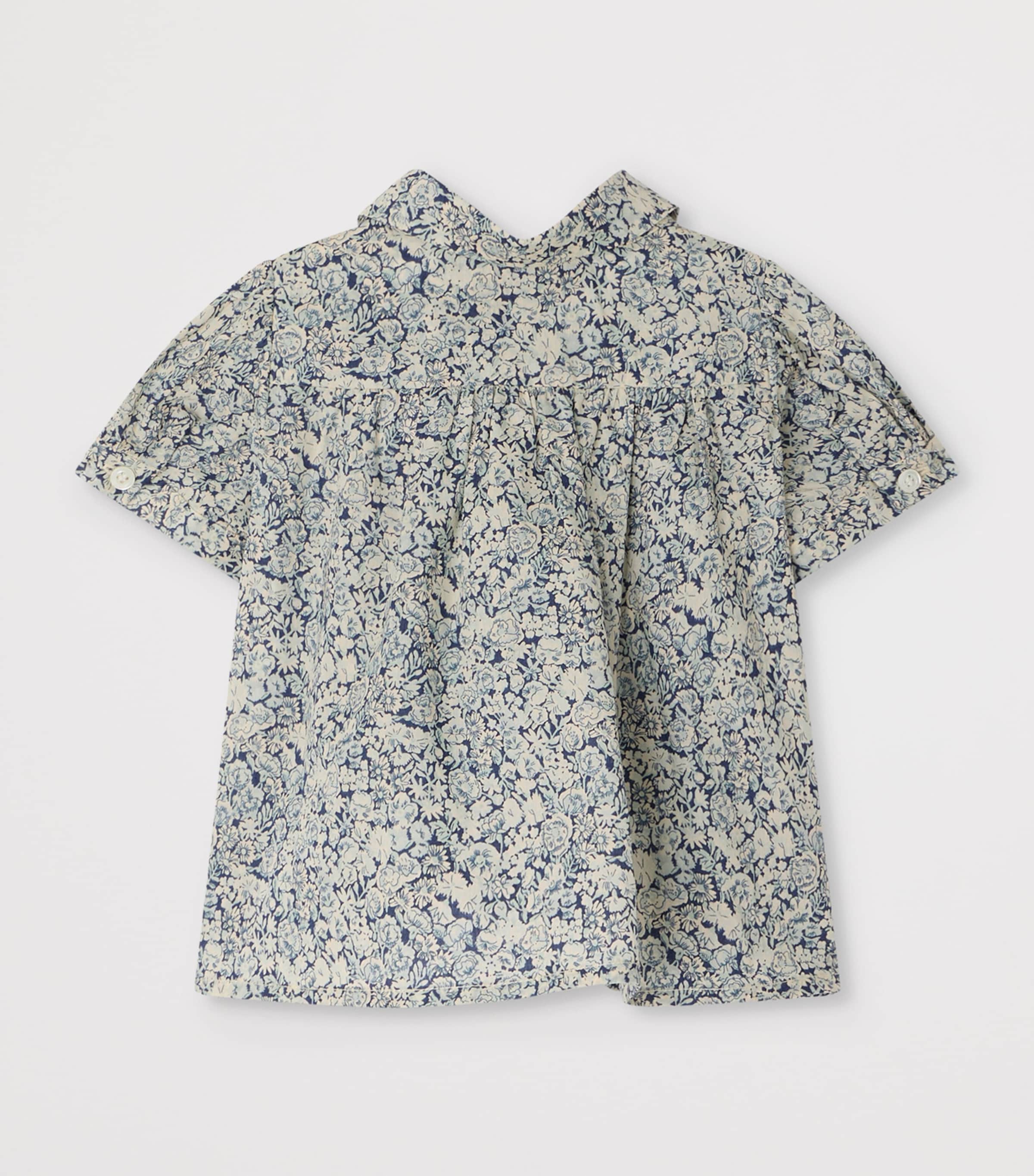 Bonpoint Floral Short-Sleeve Blouse (6-18 Months) Fl Bleu De Prusse Image 2