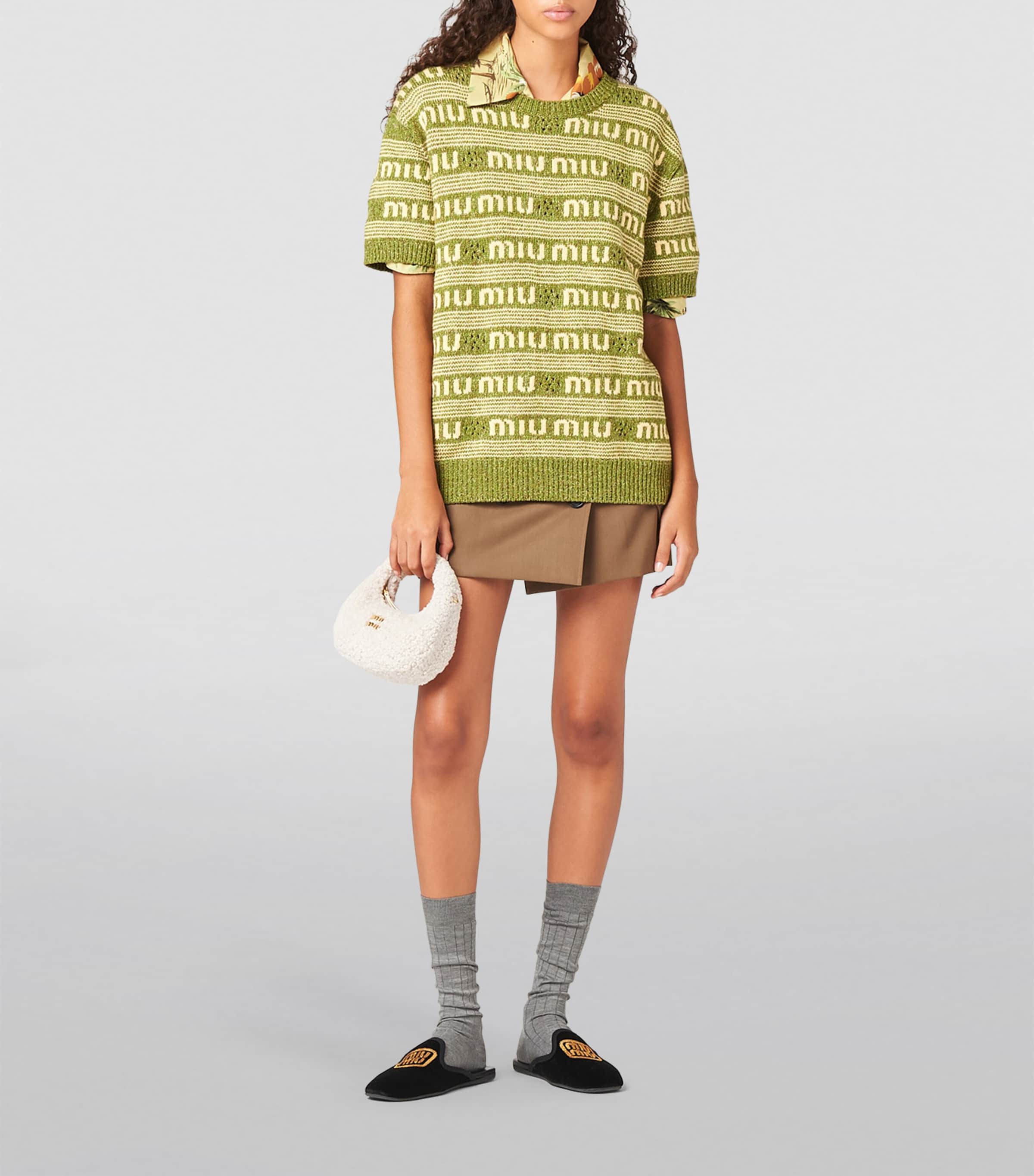 Mini Shearling Wander Top-Handle Bag F0304 Image 7