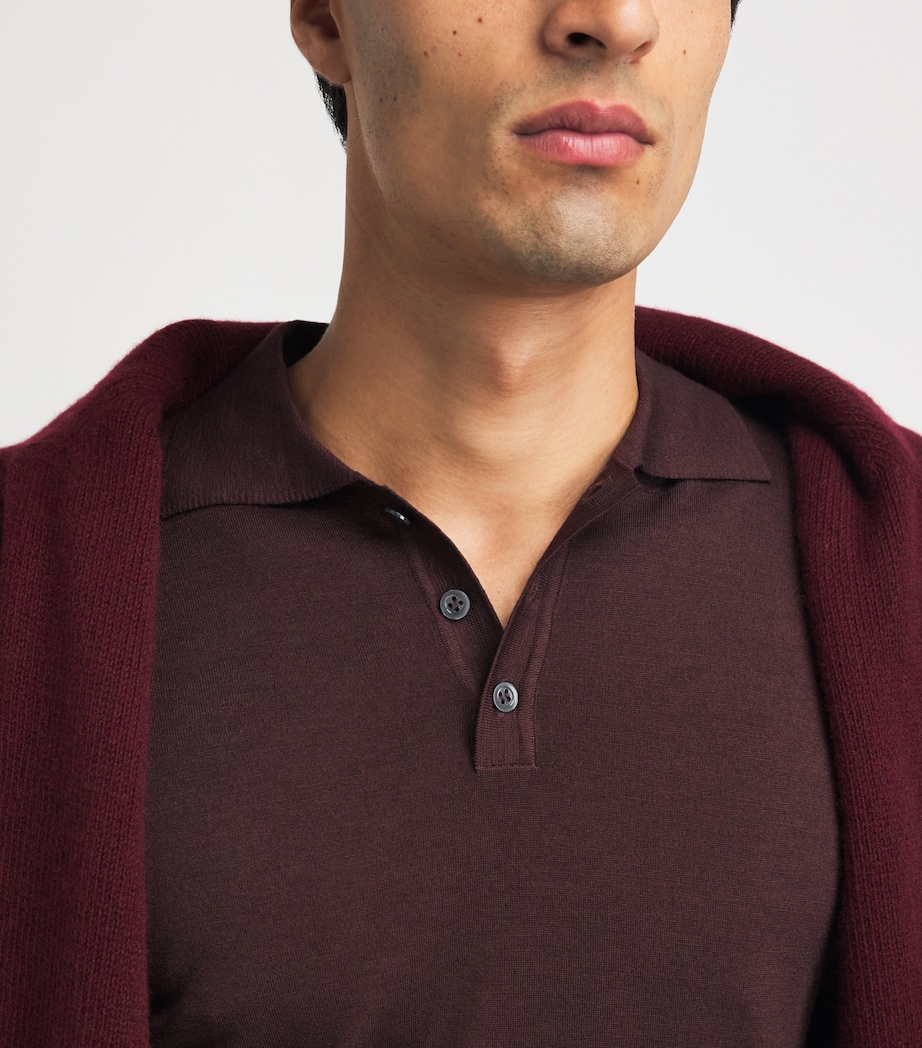 Barena Mens Merino Polo Shirt Merlot Image 3