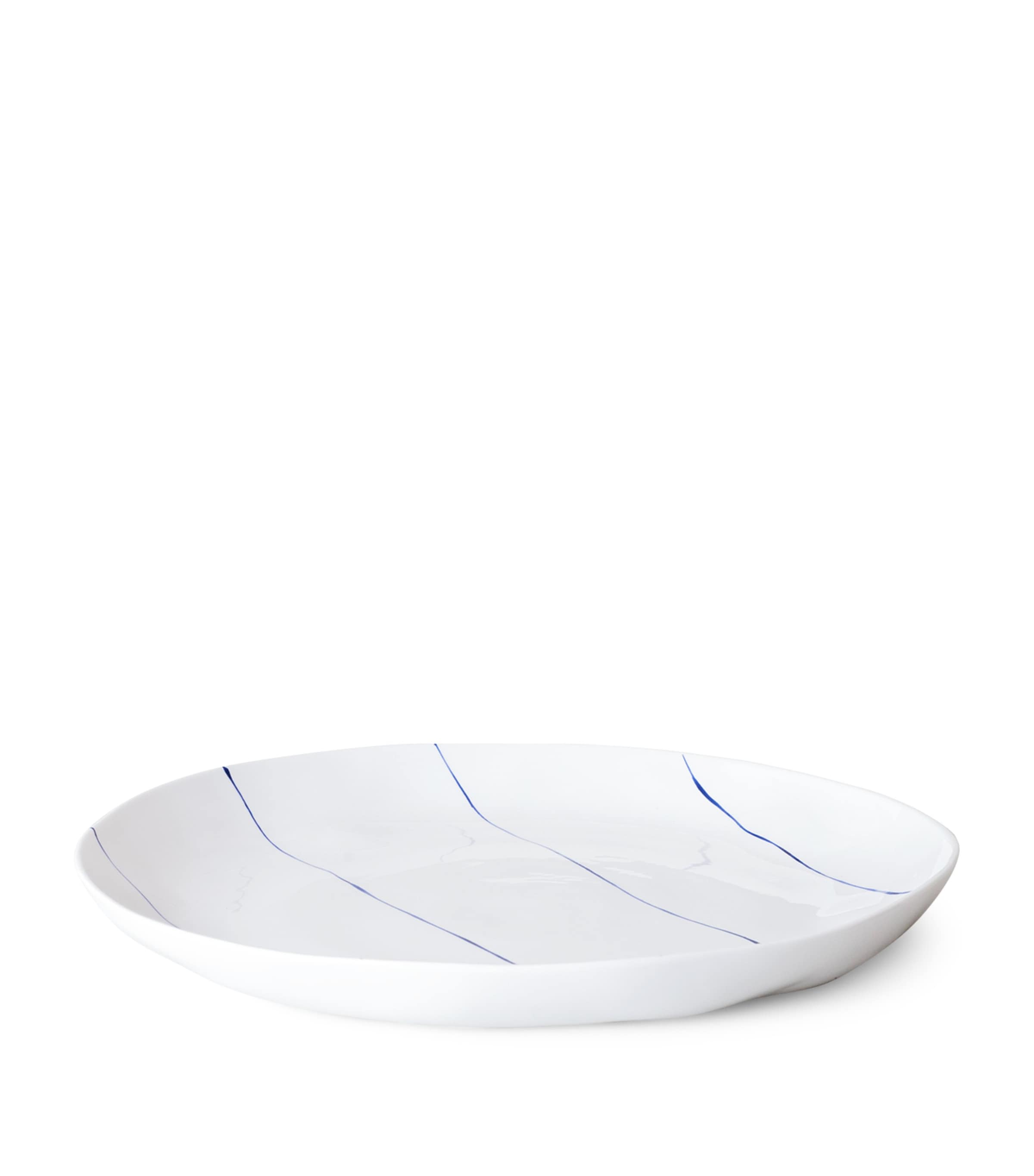 Feldspar Stripe Shallow Serving Bowl In White