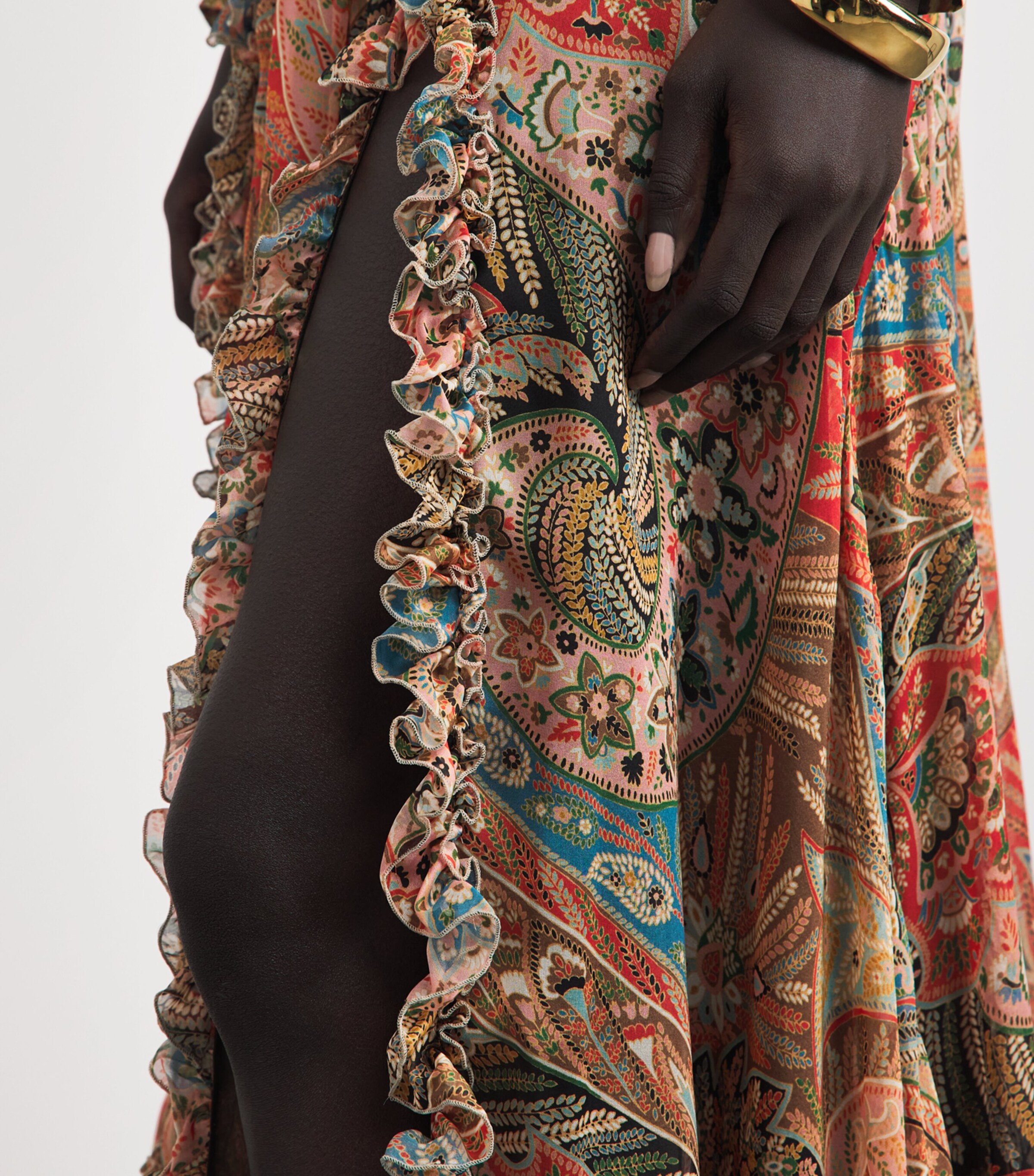 Etro Womens Silk Printed Maxi Skirt Red Print Image 3