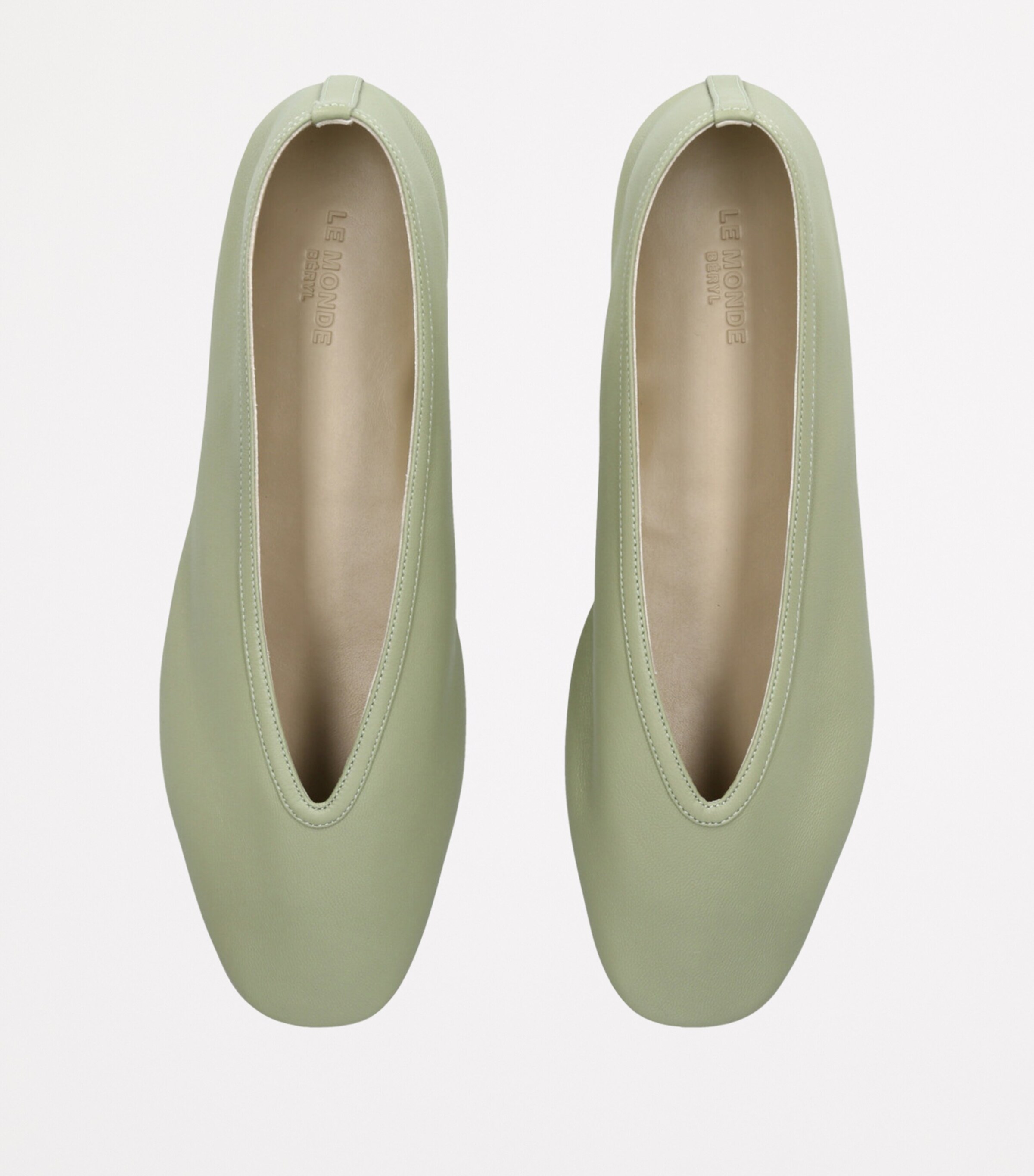 Le Monde Beryl Leather Luna Ballet Flats Pale Green Image 4