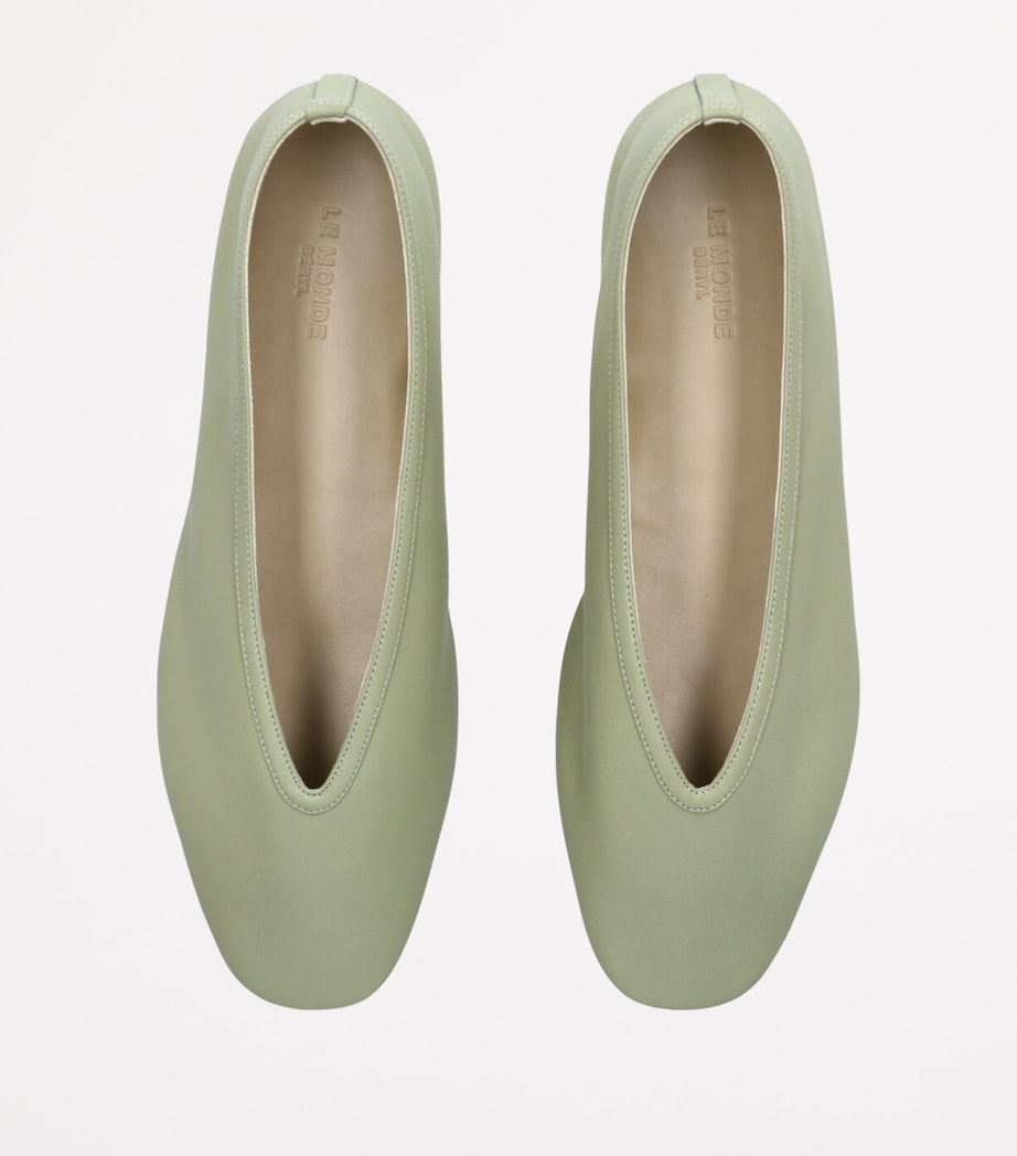 Le Monde Beryl Leather Luna Ballet Flats Pale Green Image 4