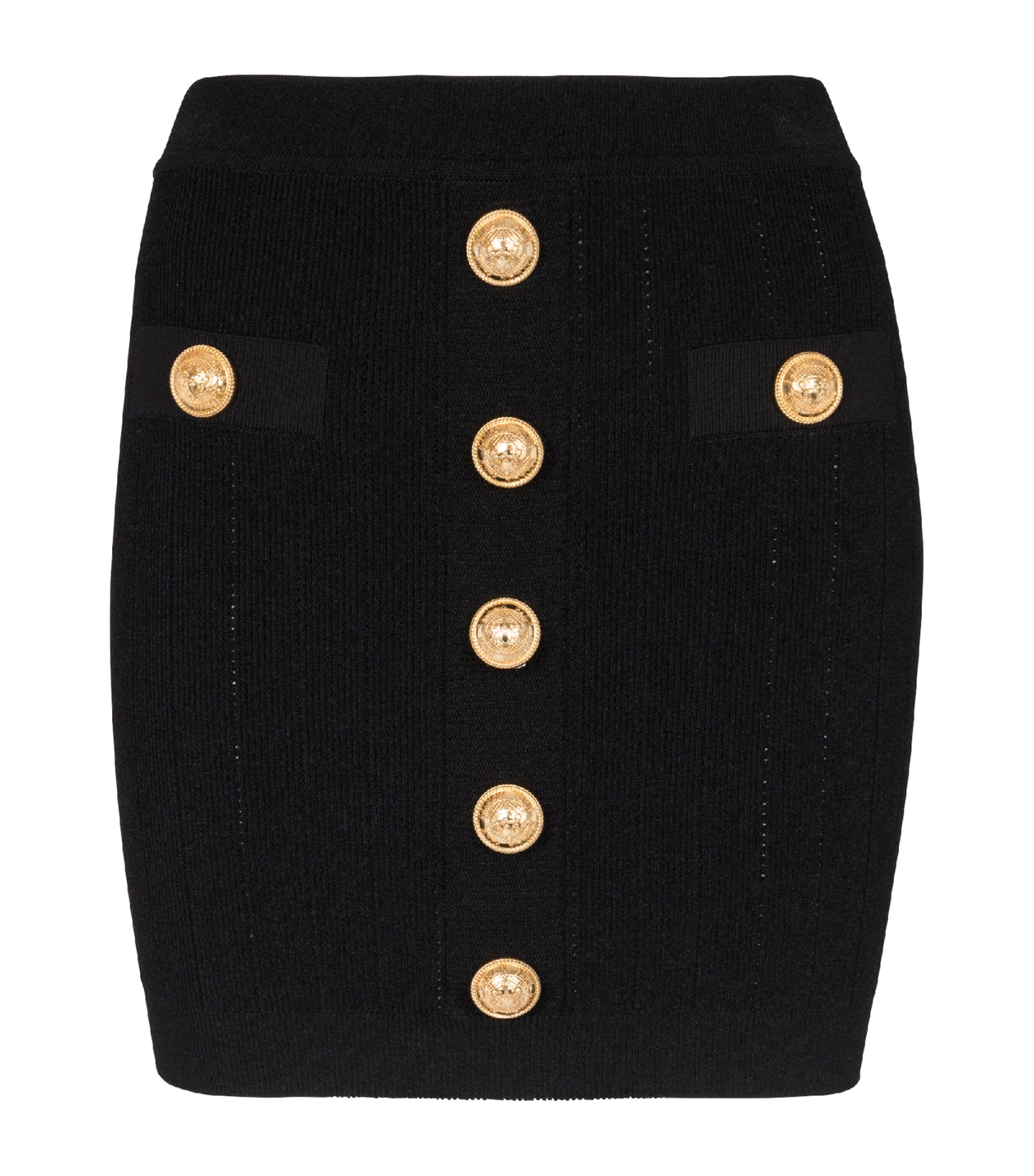 Shop Balmain Knitted Mini Skirt In Black