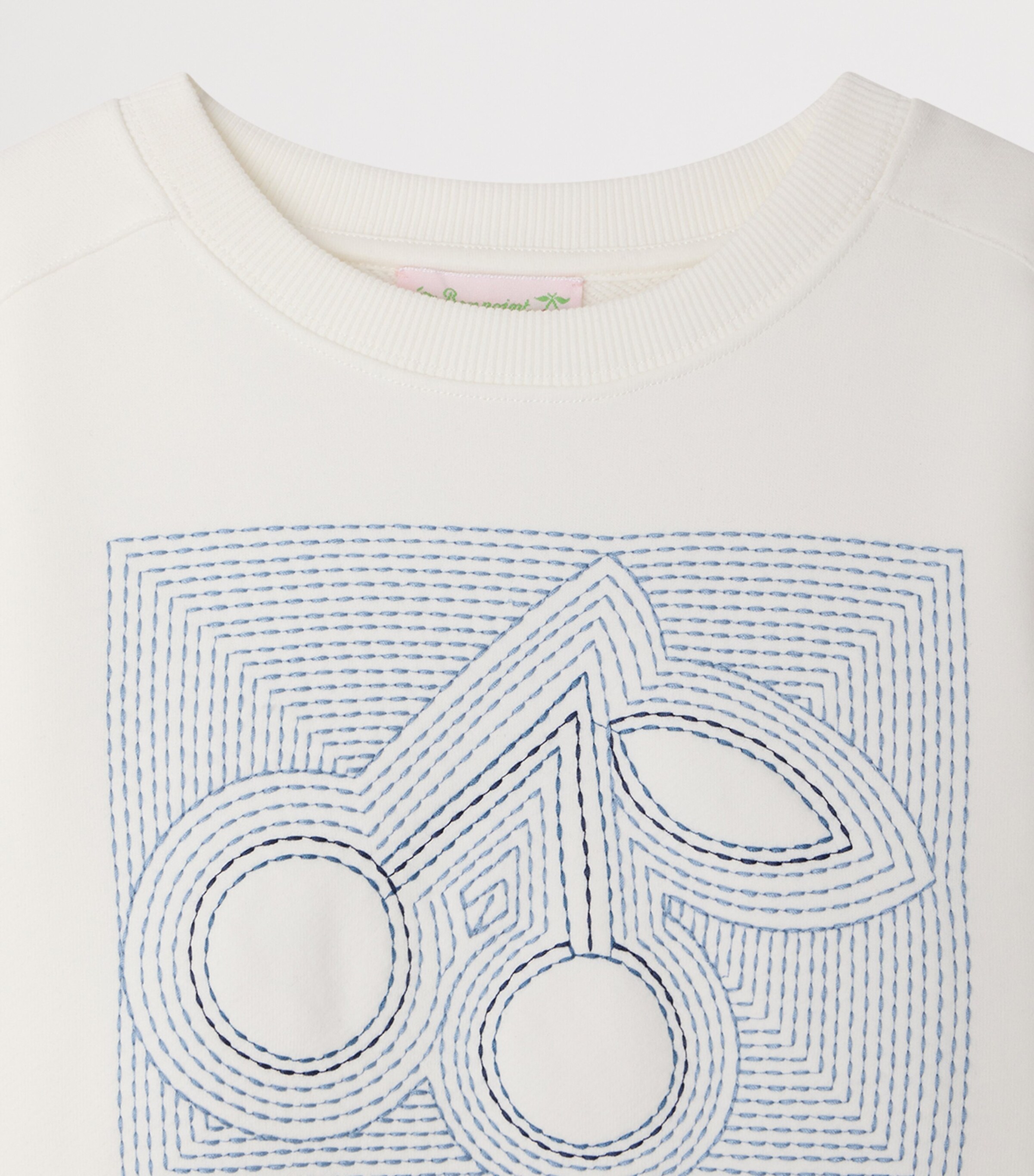 Bonpoint Cotton Embroidered Cherry Sweatshirt (10-14 Years) Upb Blanc Lait Image 3
