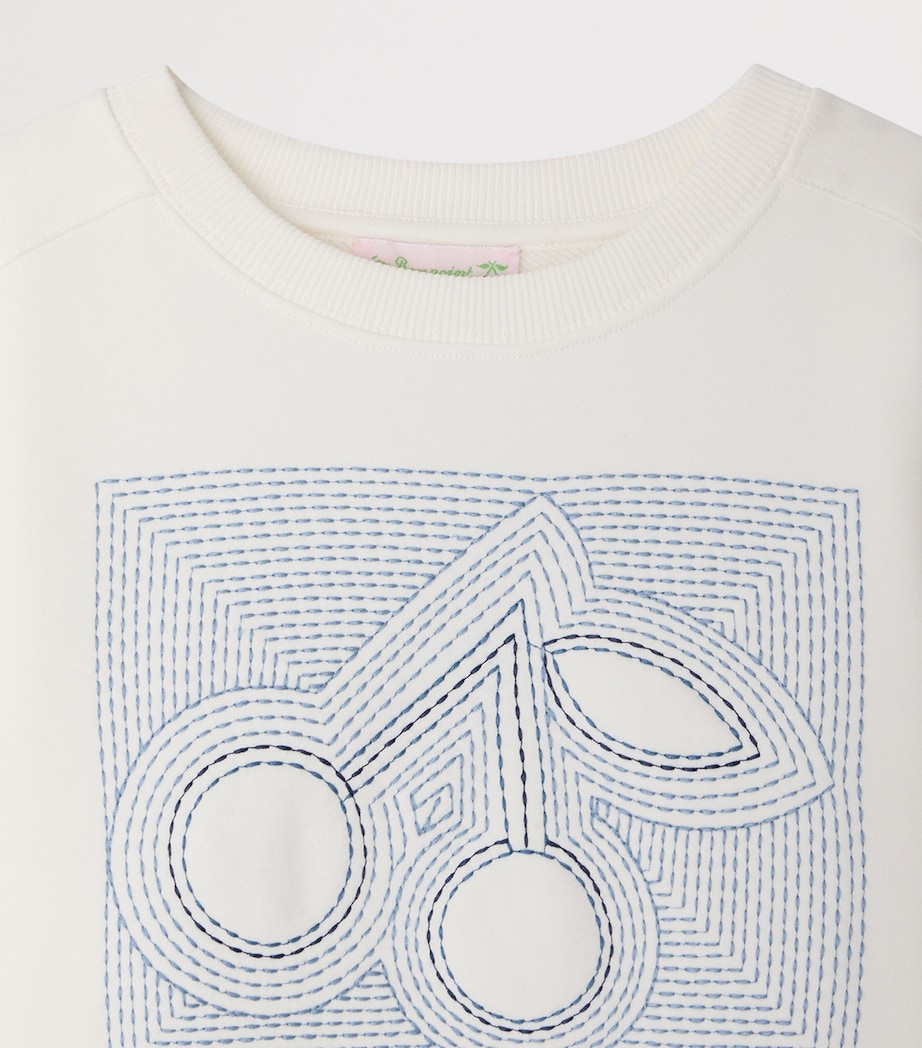 Bonpoint Cotton Embroidered Cherry Sweatshirt (10-14 Years) Upb Blanc Lait Image 3
