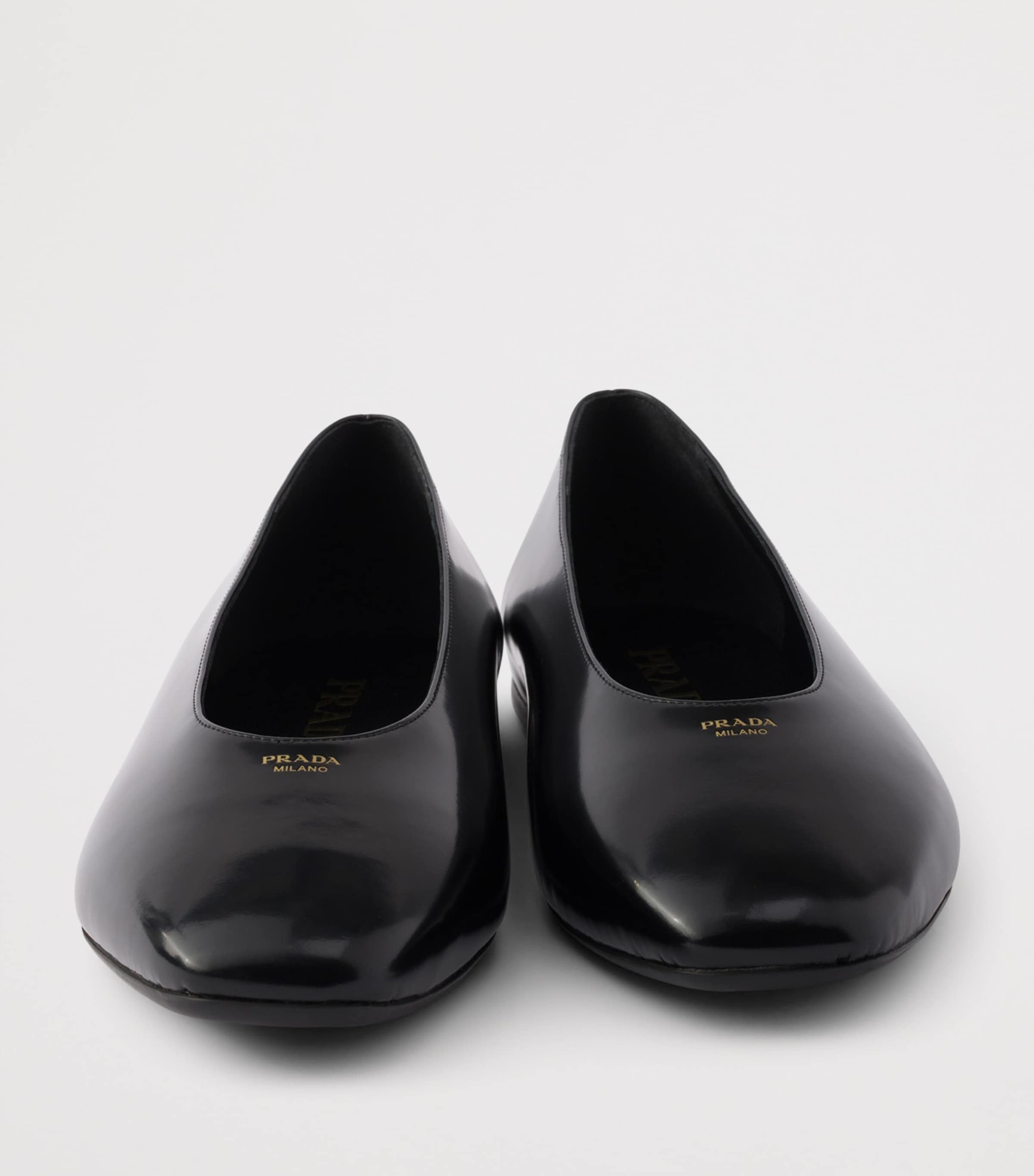Prada Leather Logo Ballet Flats Black Image 5