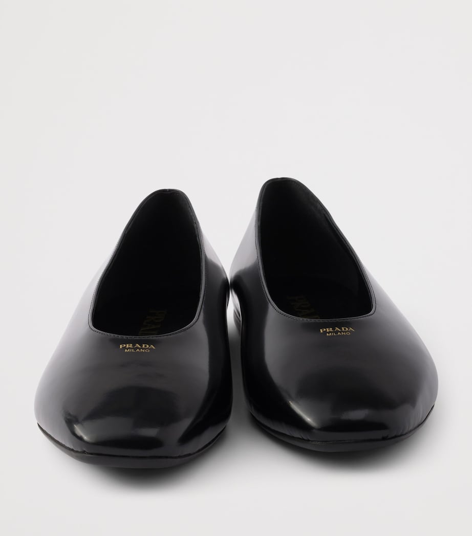 Prada Leather Logo Ballet Flats Black Image 5