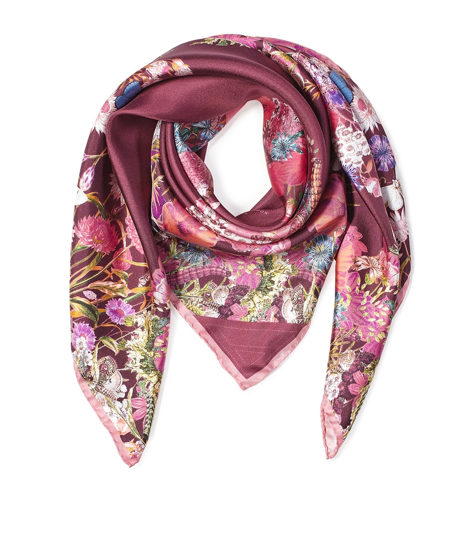 Silk Floral Scarf BORDEAUX Image 3